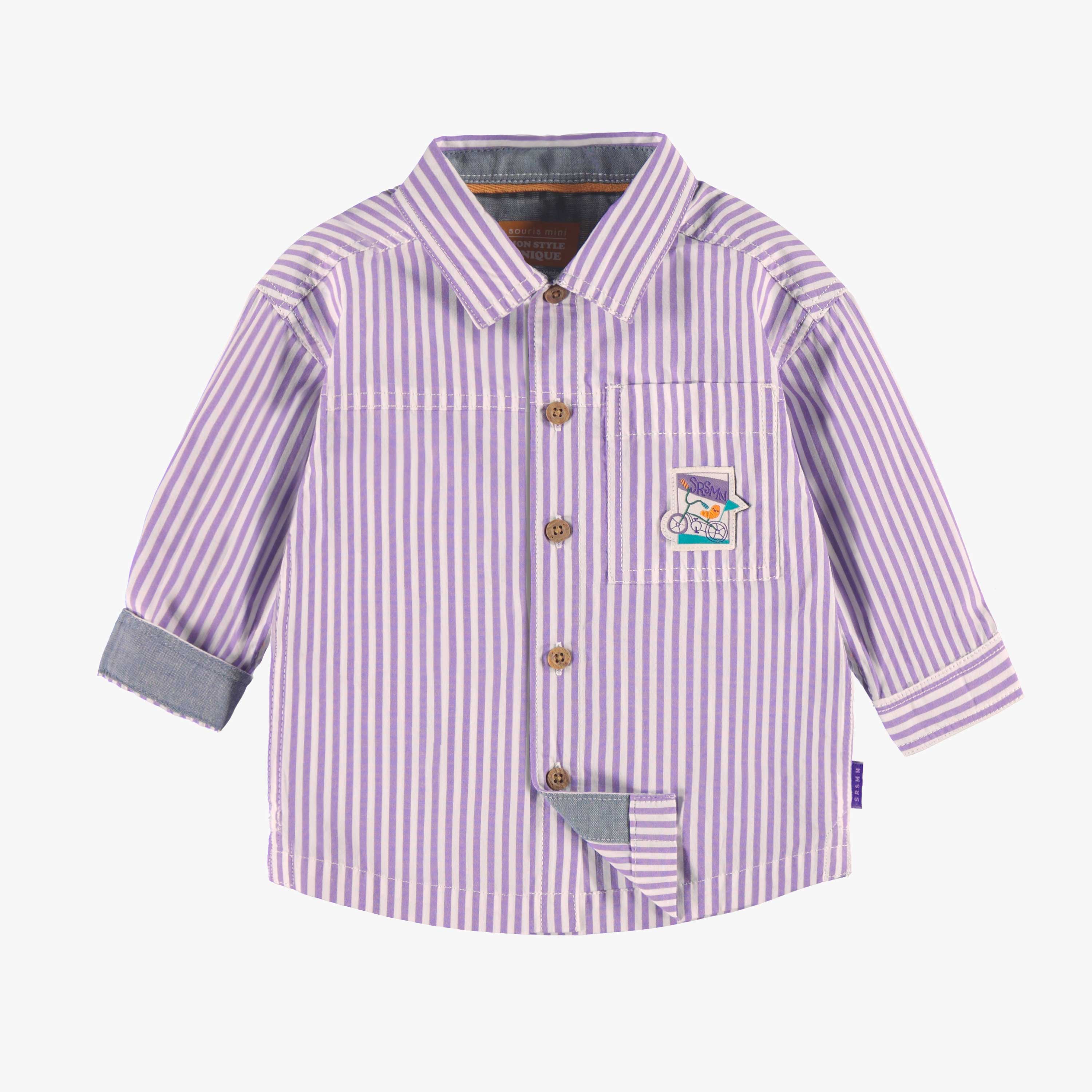 Chemise mauve à rayures, bébé