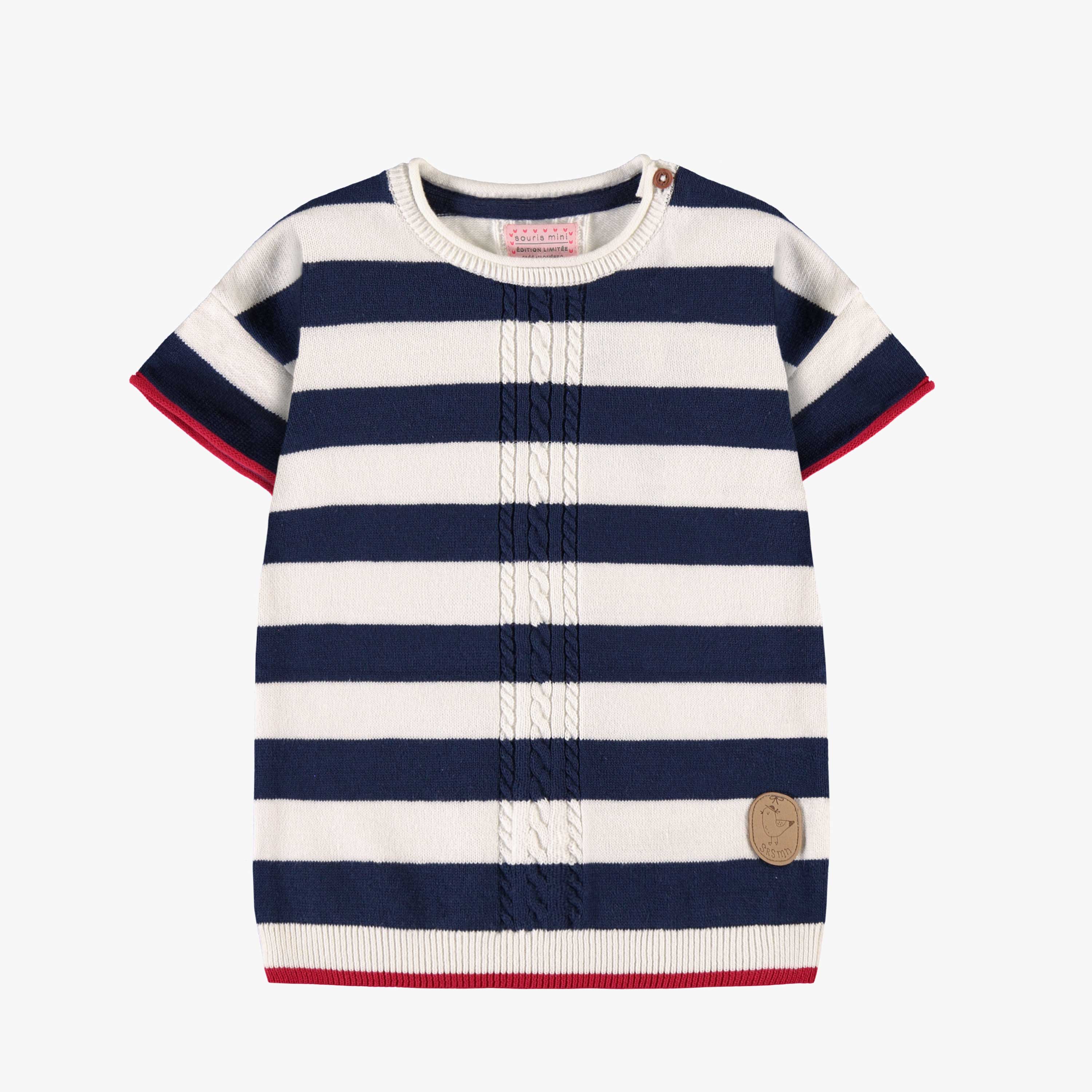 Robe crème et bleue à rayures, bébé