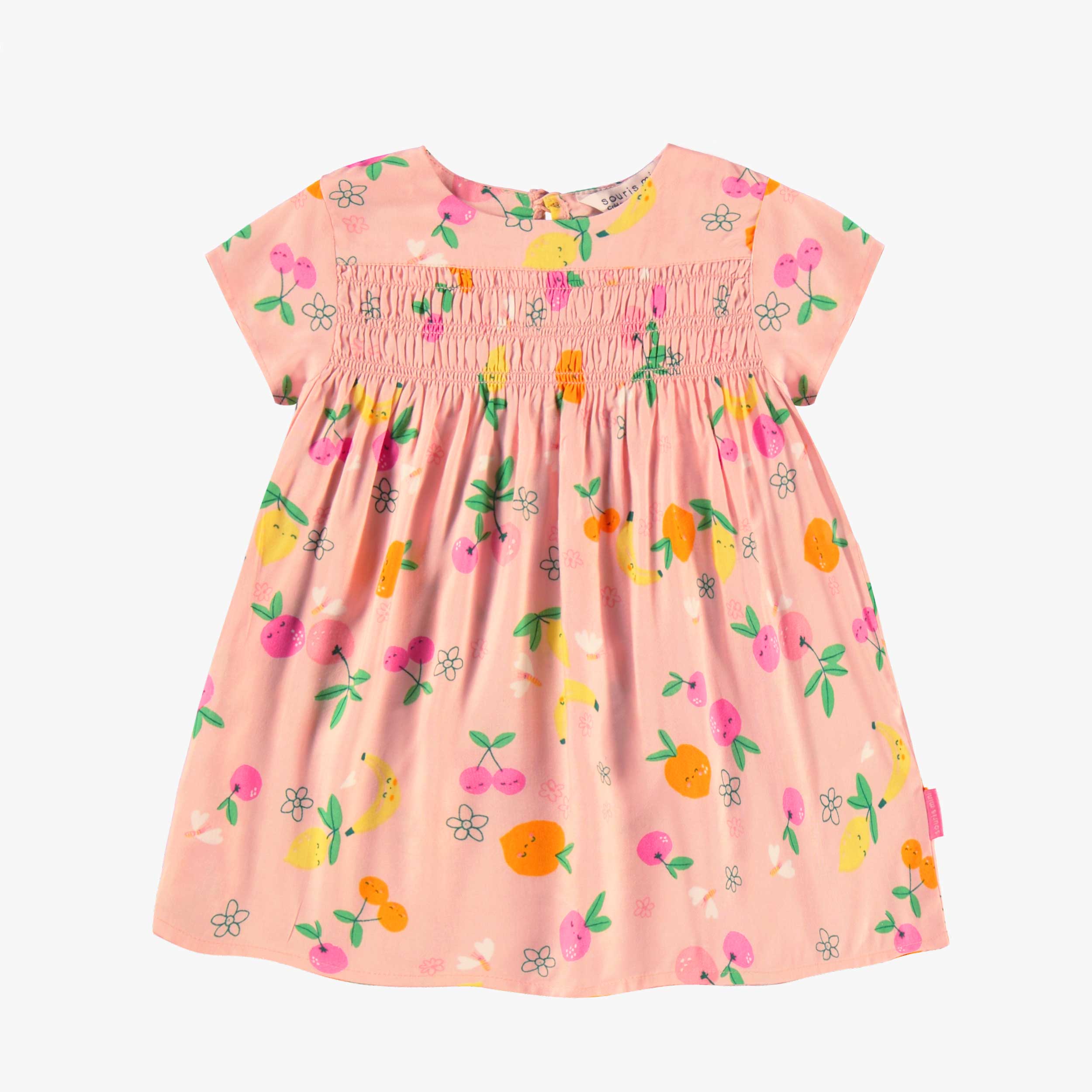 Robe rose en viscose à motifs de fruits, bébé