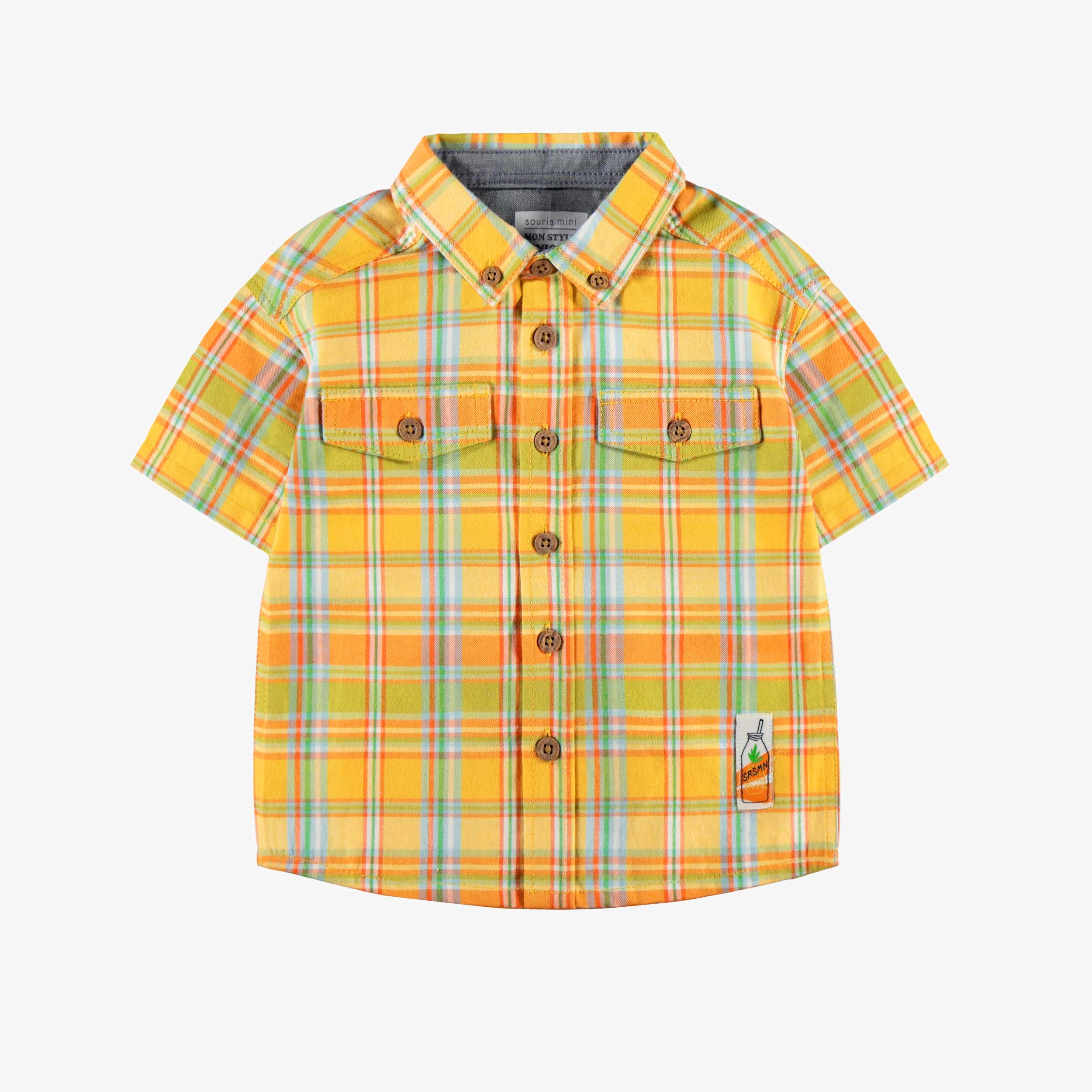 Chemise jaune et verte à carreaux, bébé