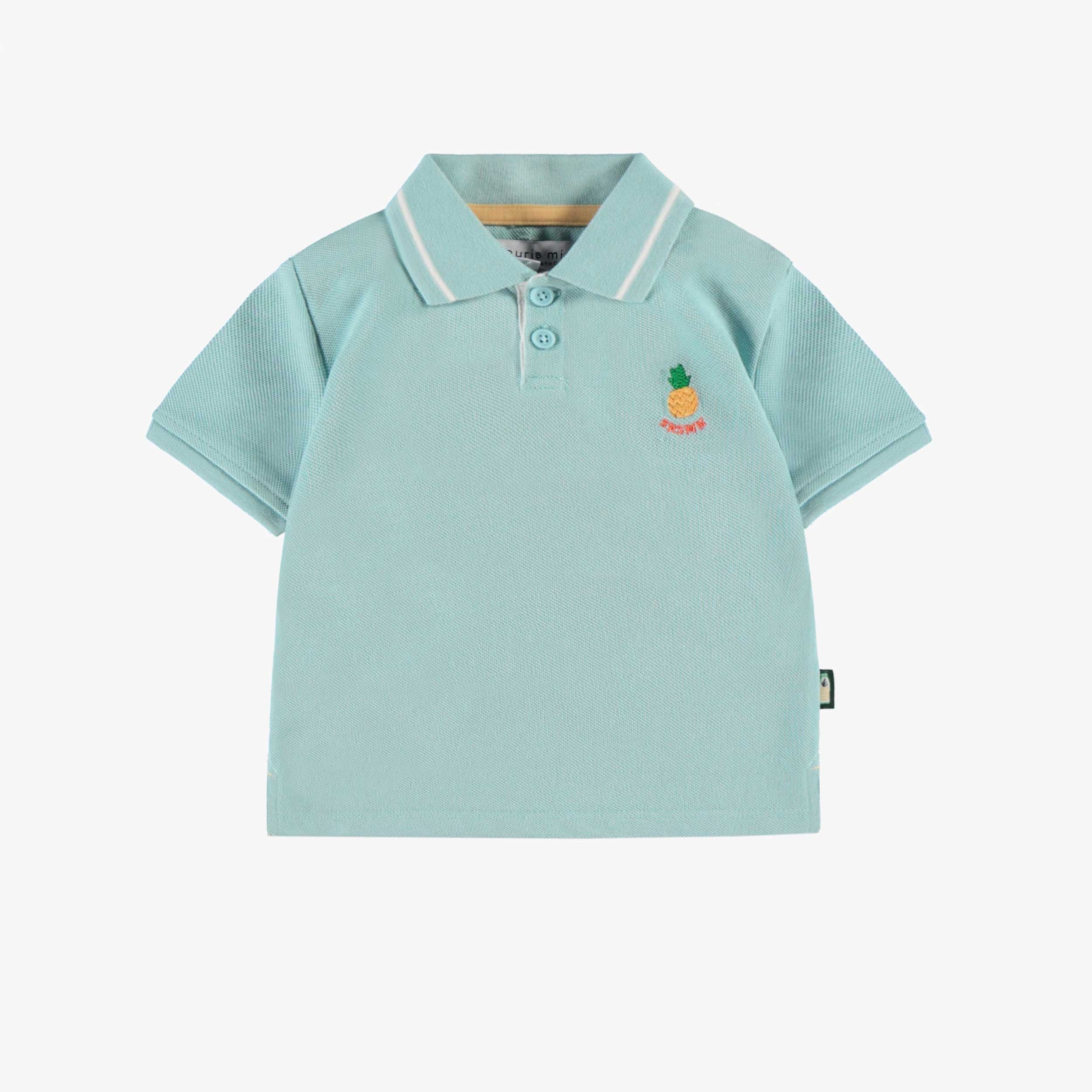 Polo bleu en piqué, bébé