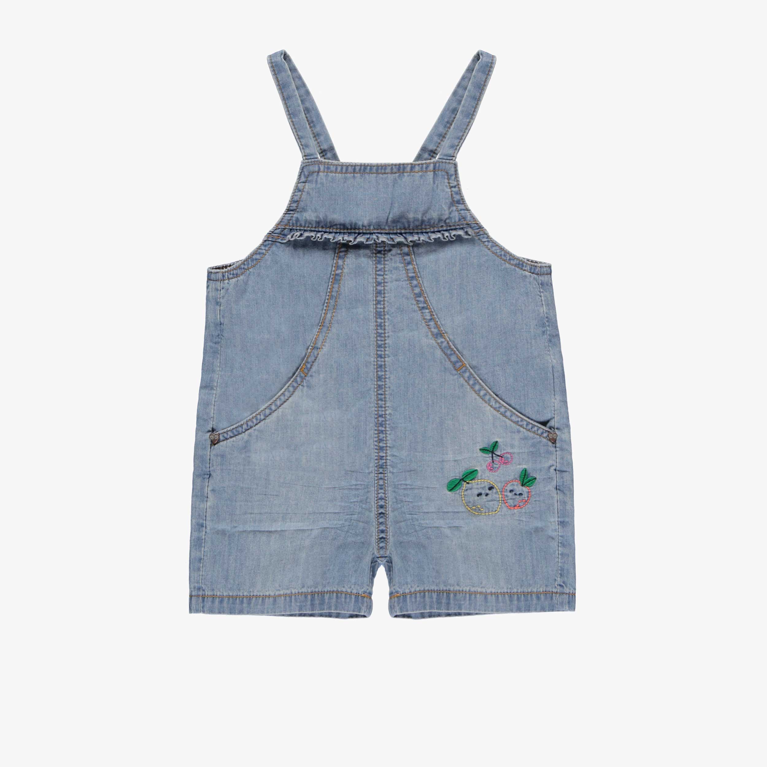 Salopette en denim léger bleu pâle avec broderie, bébé