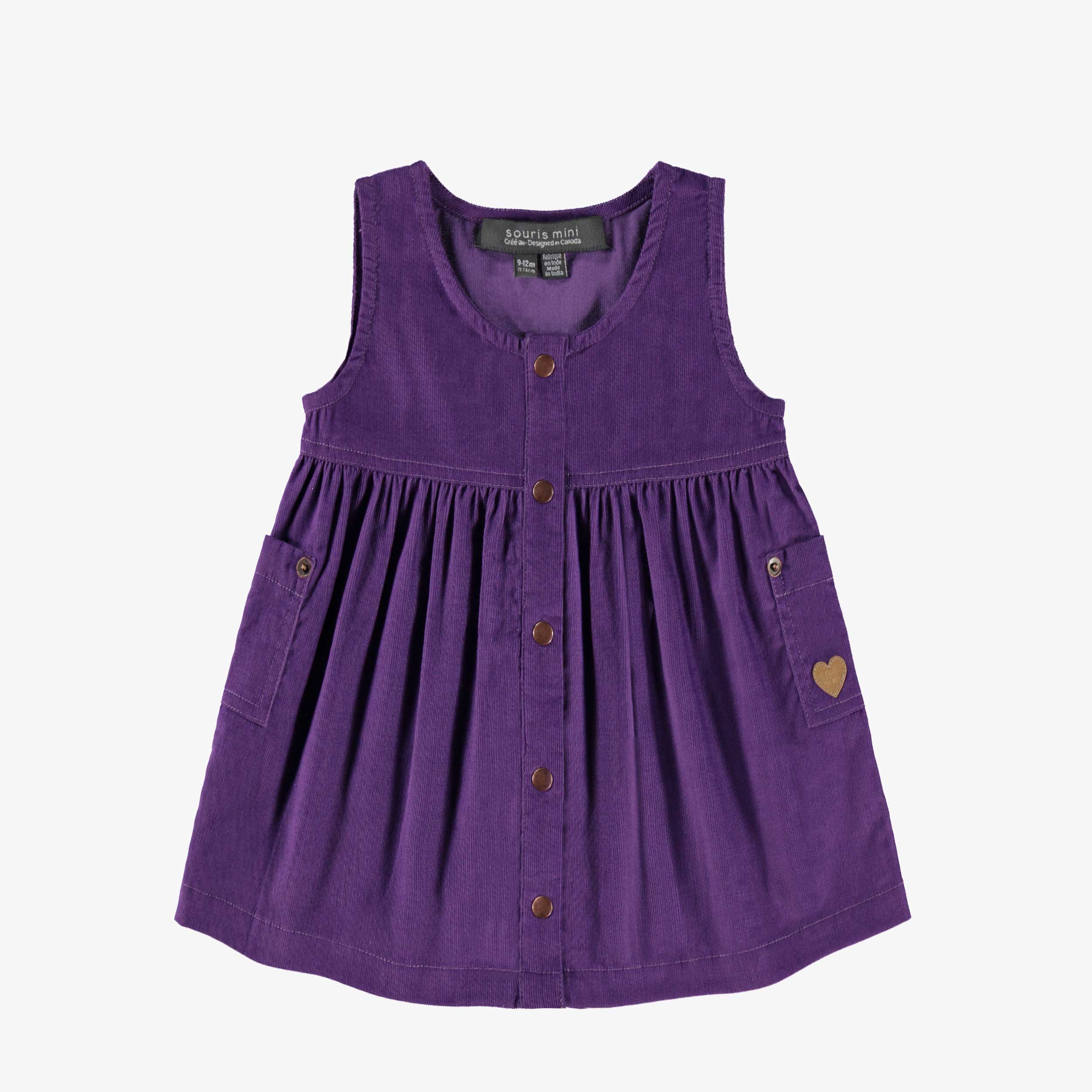 Purple corduroy jumper dress, baby