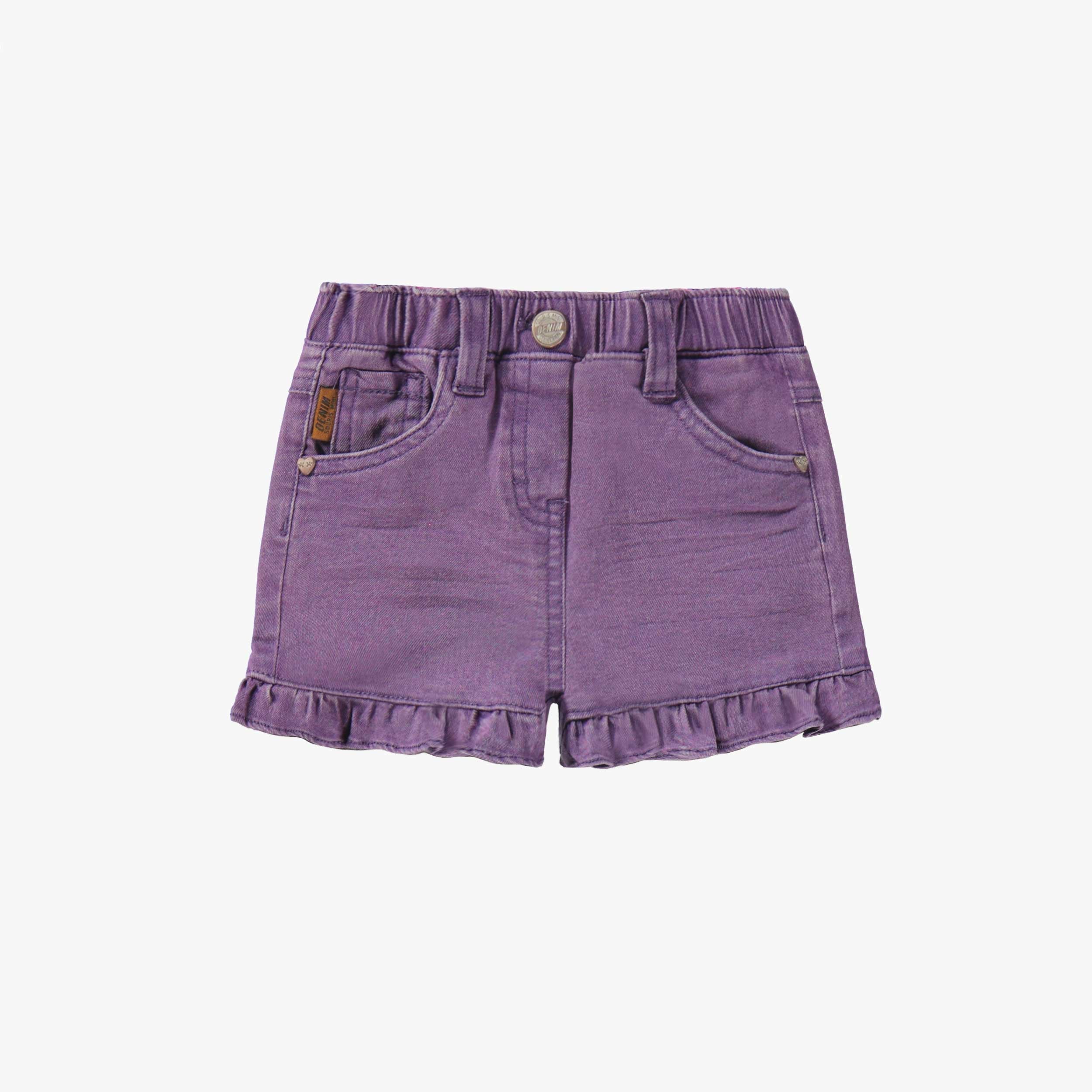 Short mauve en denim, bébé