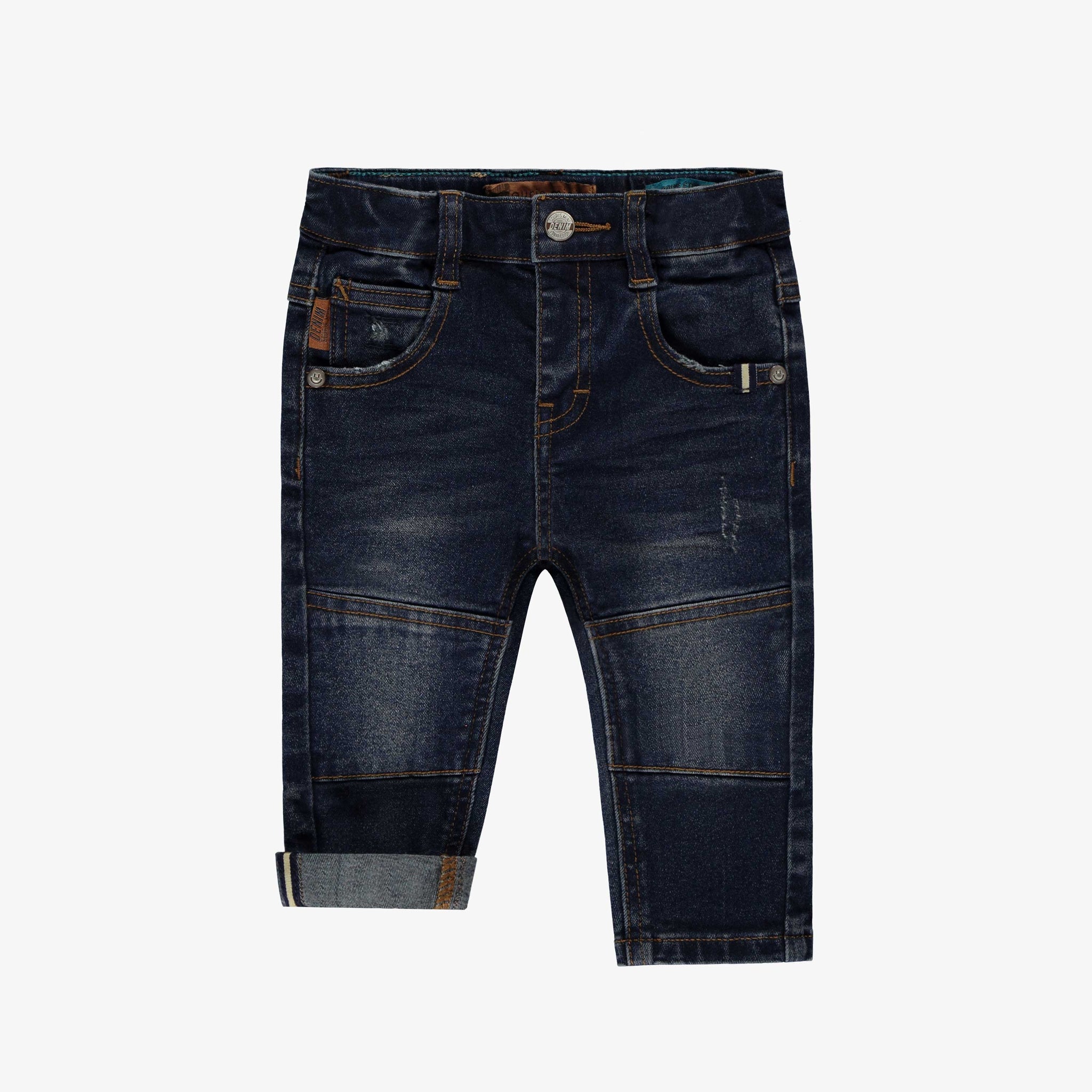 Short Bébé Fille Gémo - Taille 6 Mois - Tissu Bleu Délavé à Petites Rosaces - 100% Coton