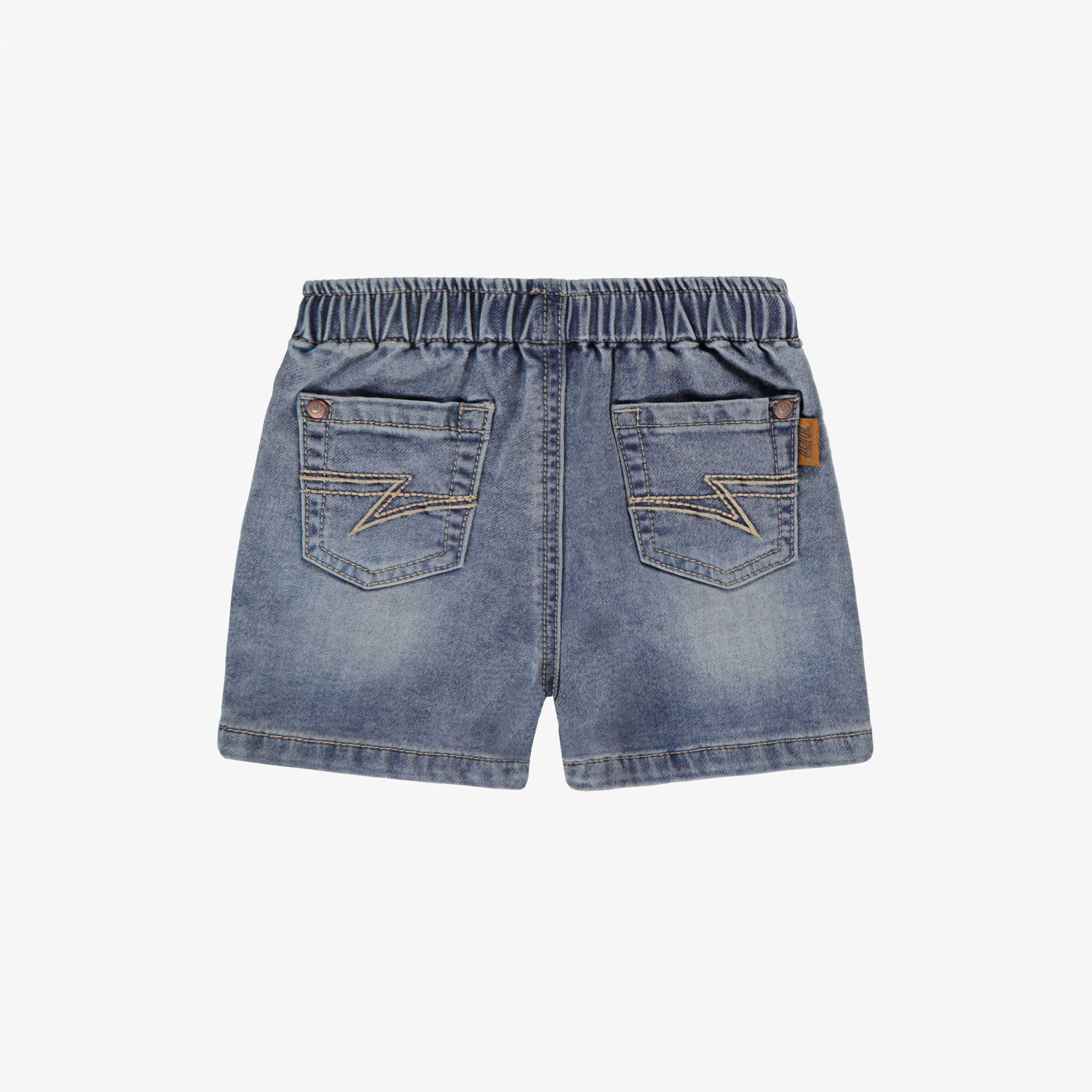 Dos du bermuda bleu en denim, bébé