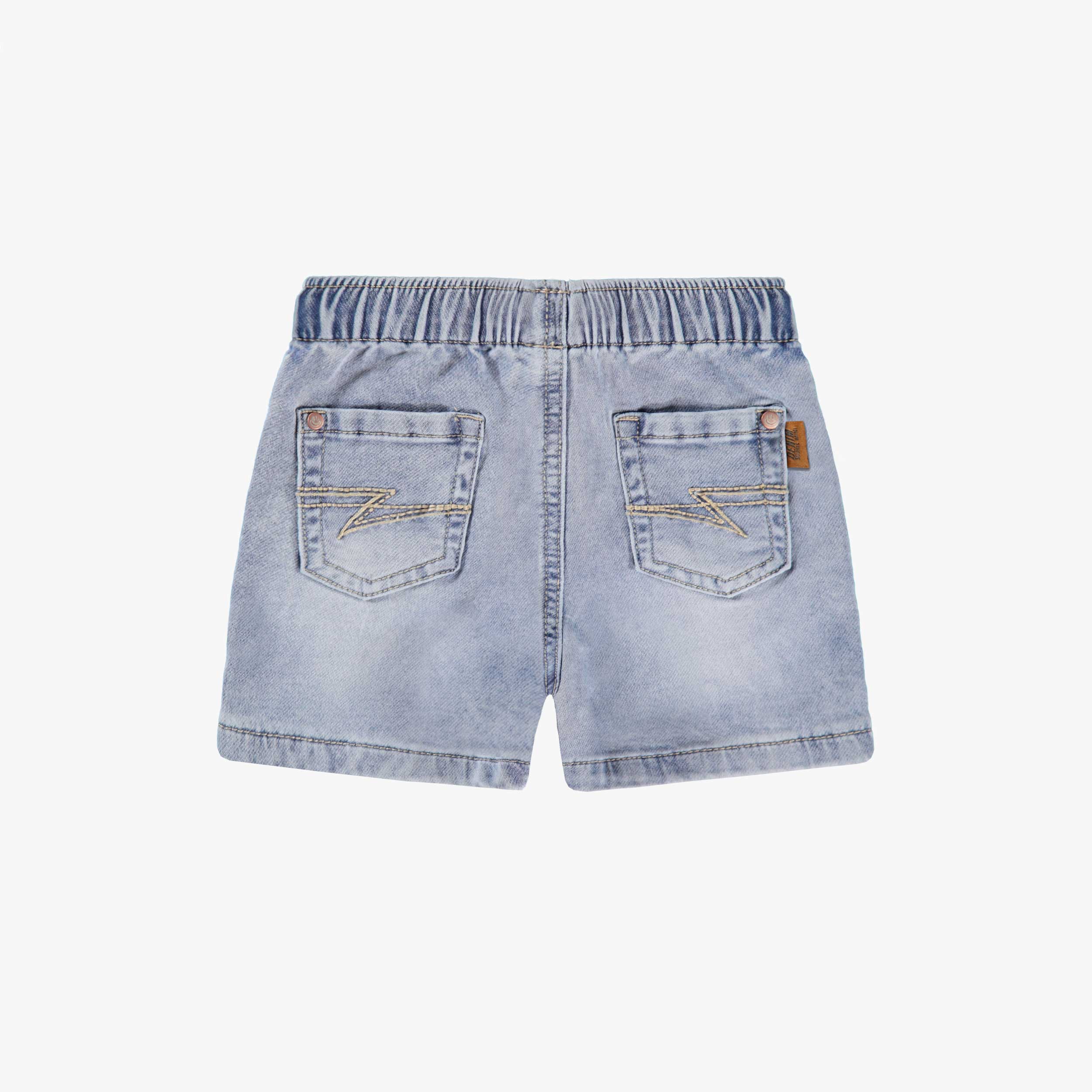 Dos du bermuda bleu pâle en denim, bébé