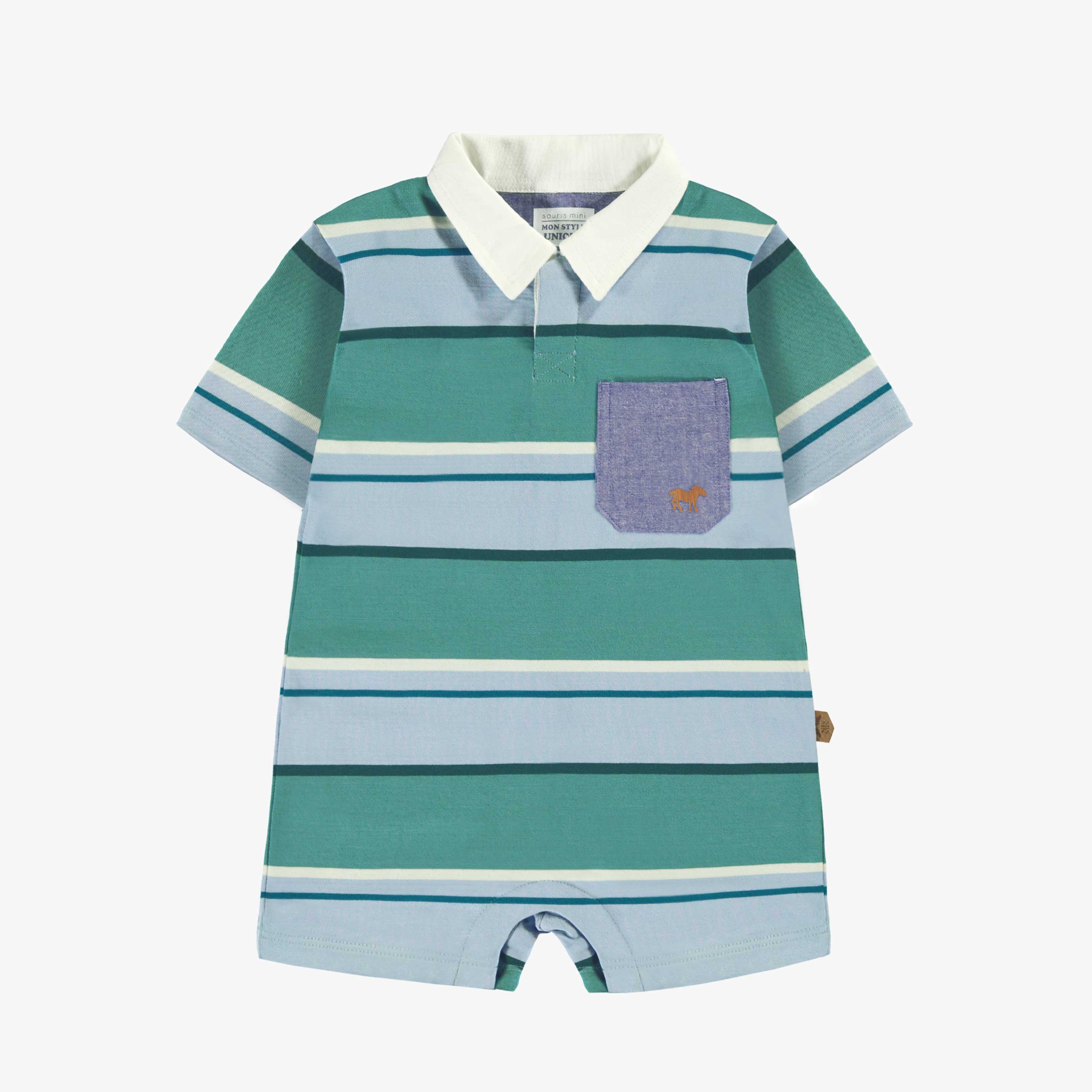 Barboteuse turquoise à rayures, bébé