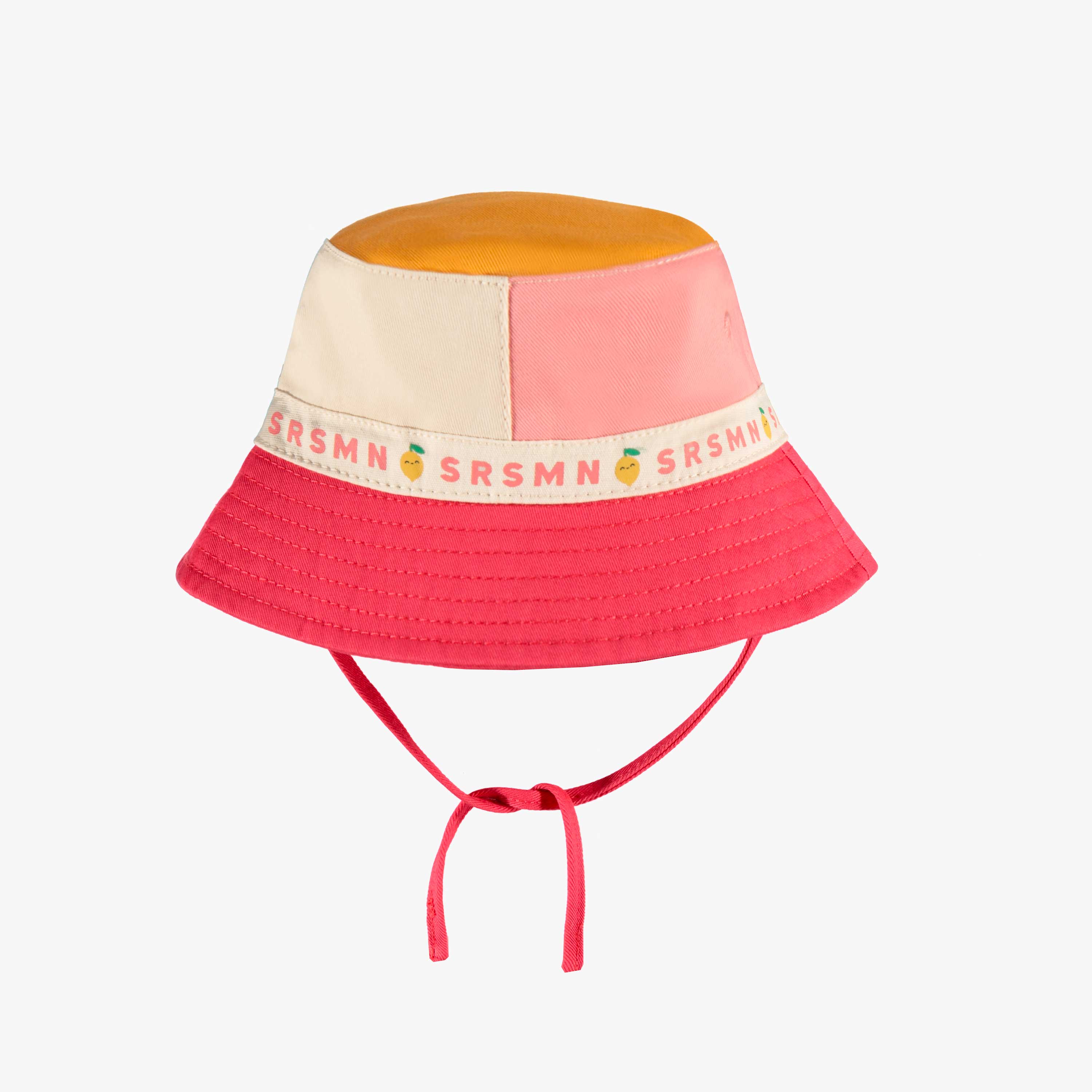 Chapeau de soleil rose et jaune en twill, bébé