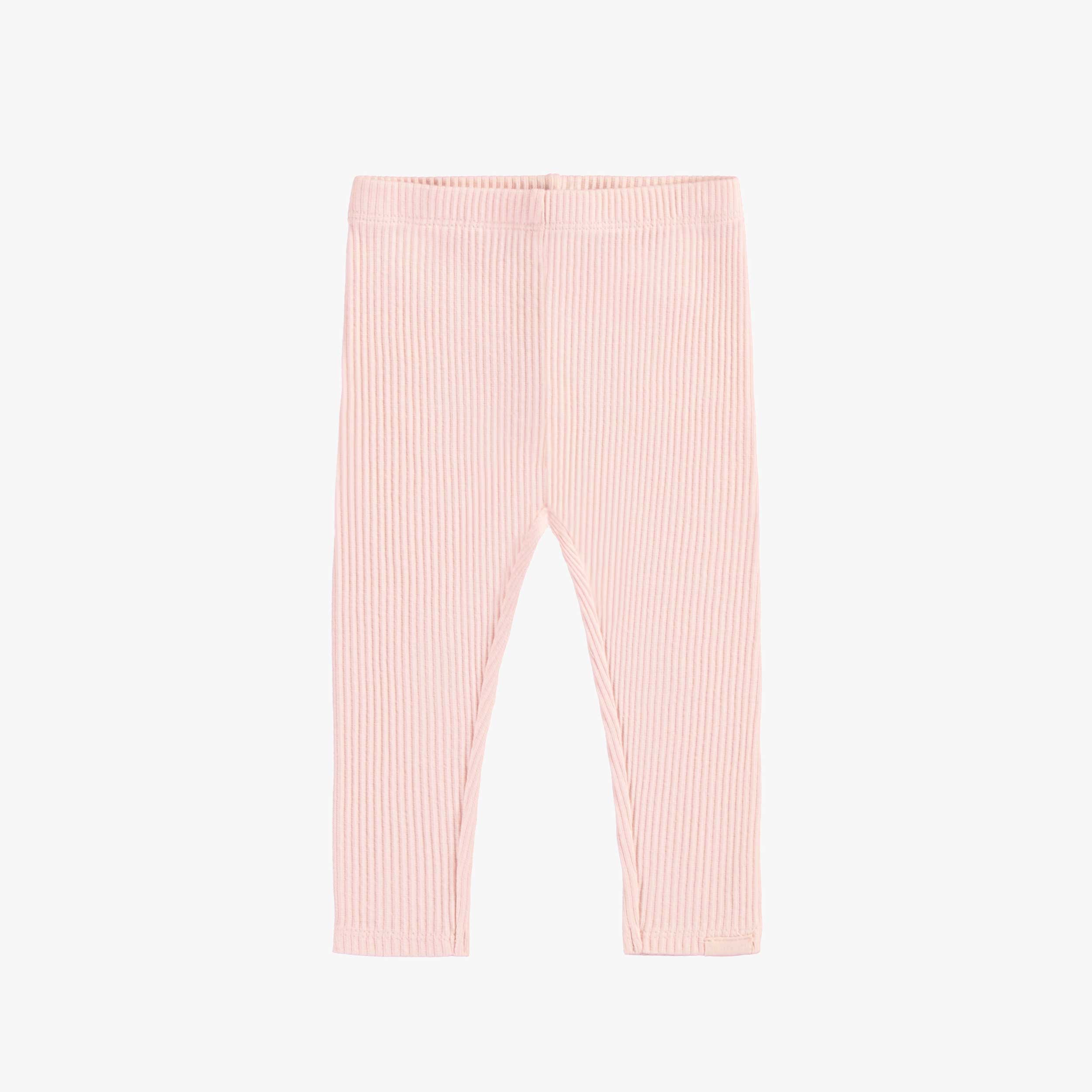 Legging rose pâle longueur régulière en tricot côtelé, bébé
