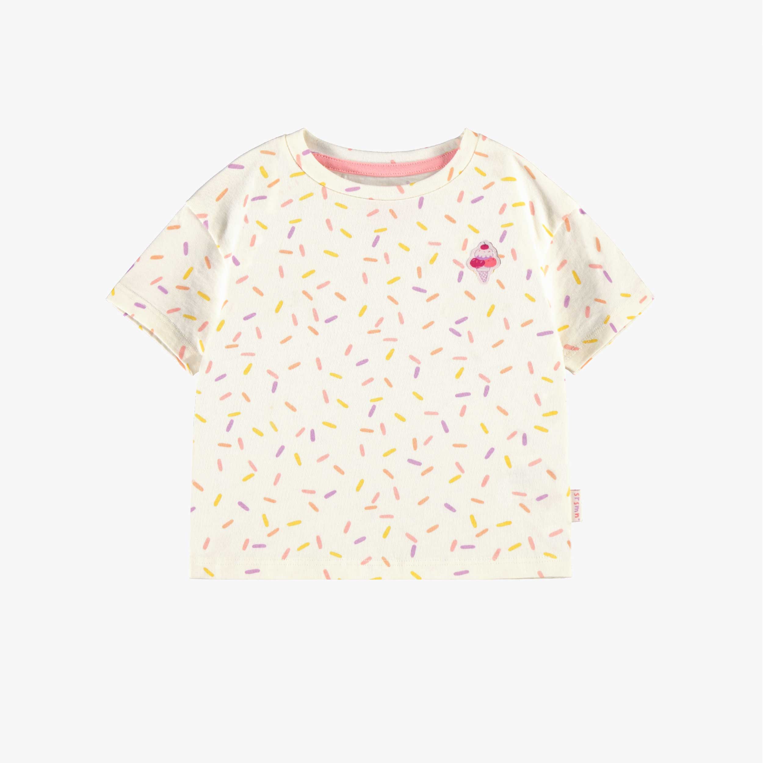 T-shirt crème en jersey à motifs de confettis, bébé
