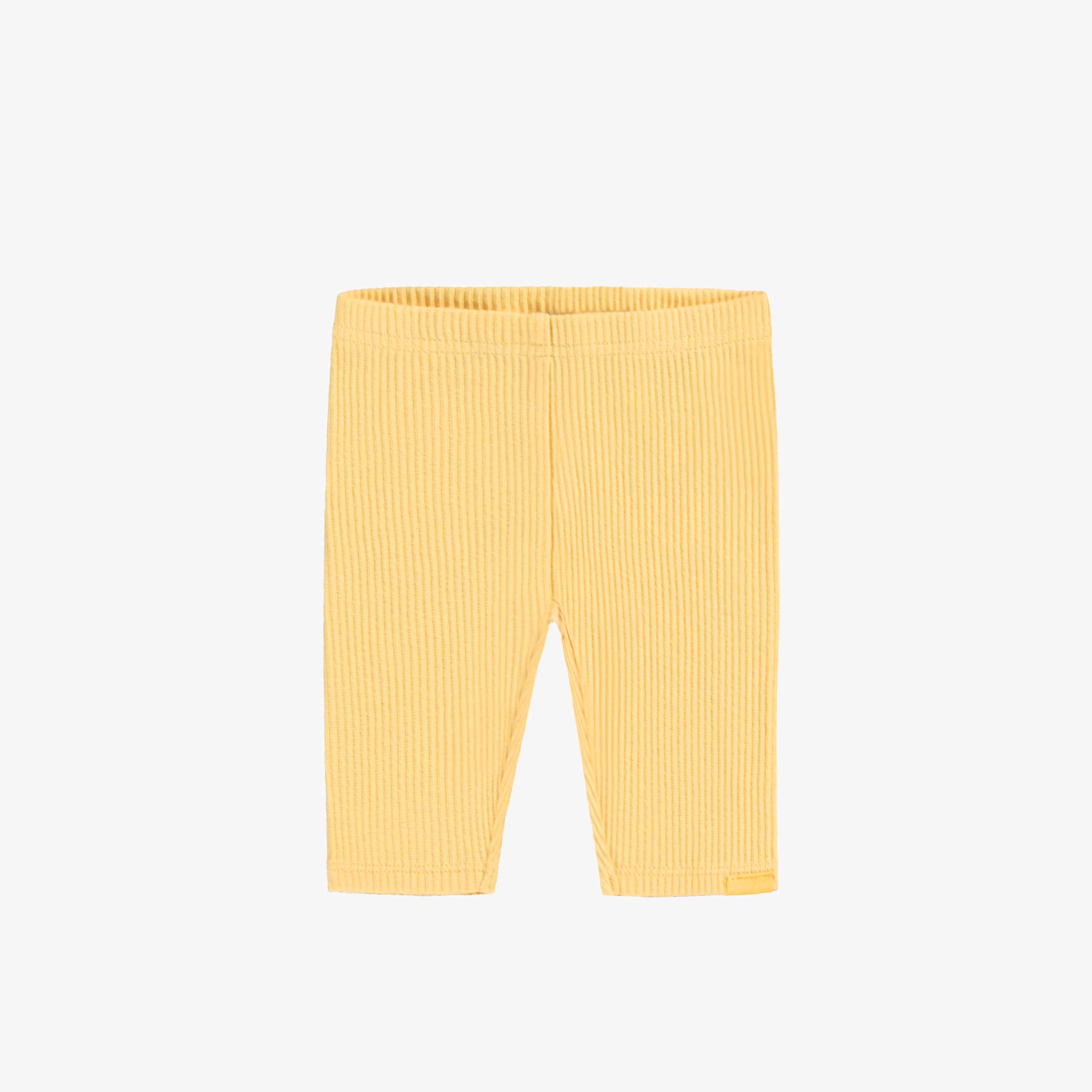 Legging 3/4 jaune en tricot côtelé, bébé