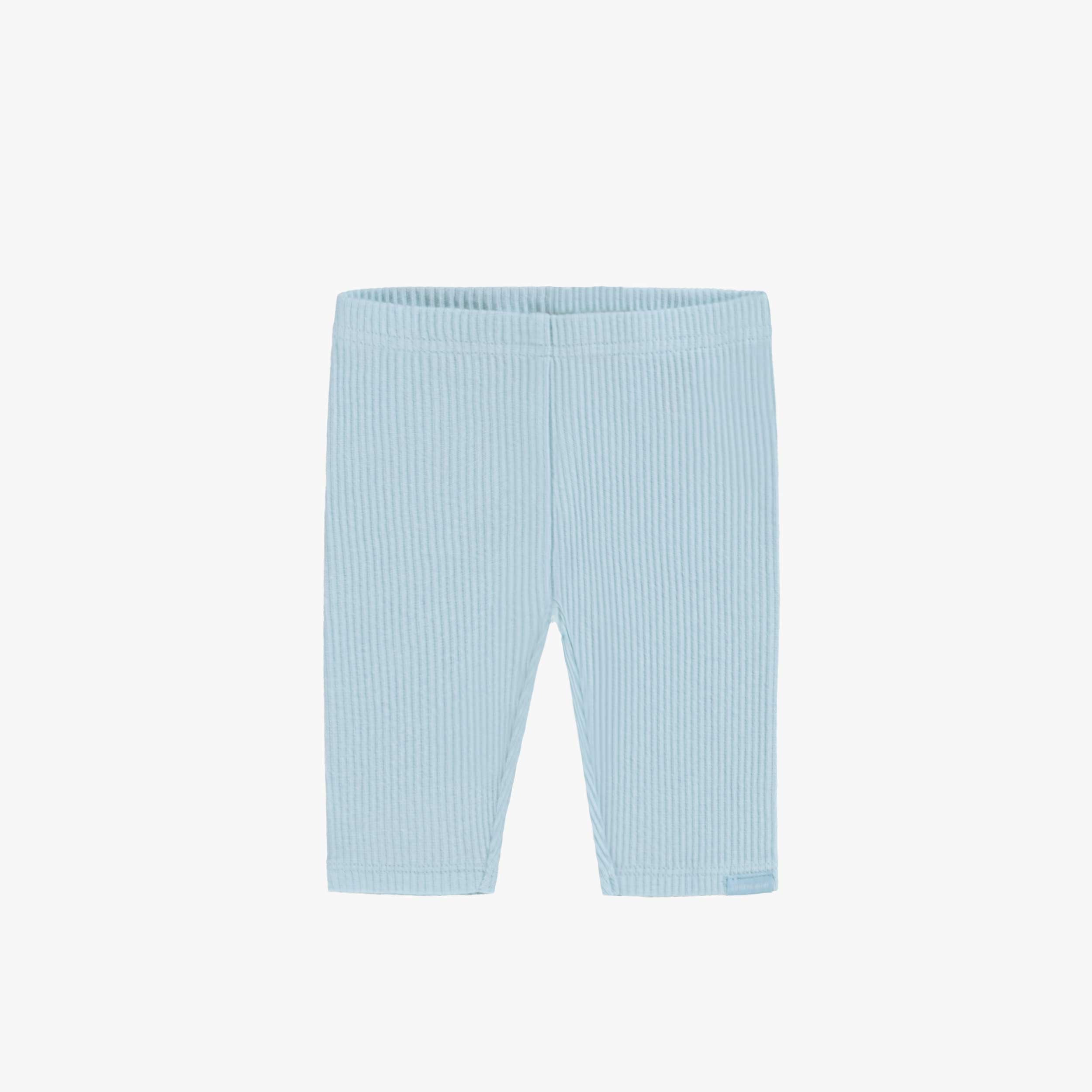 Legging bleu pâle en tricot côtelé longueur 3/4, bébé