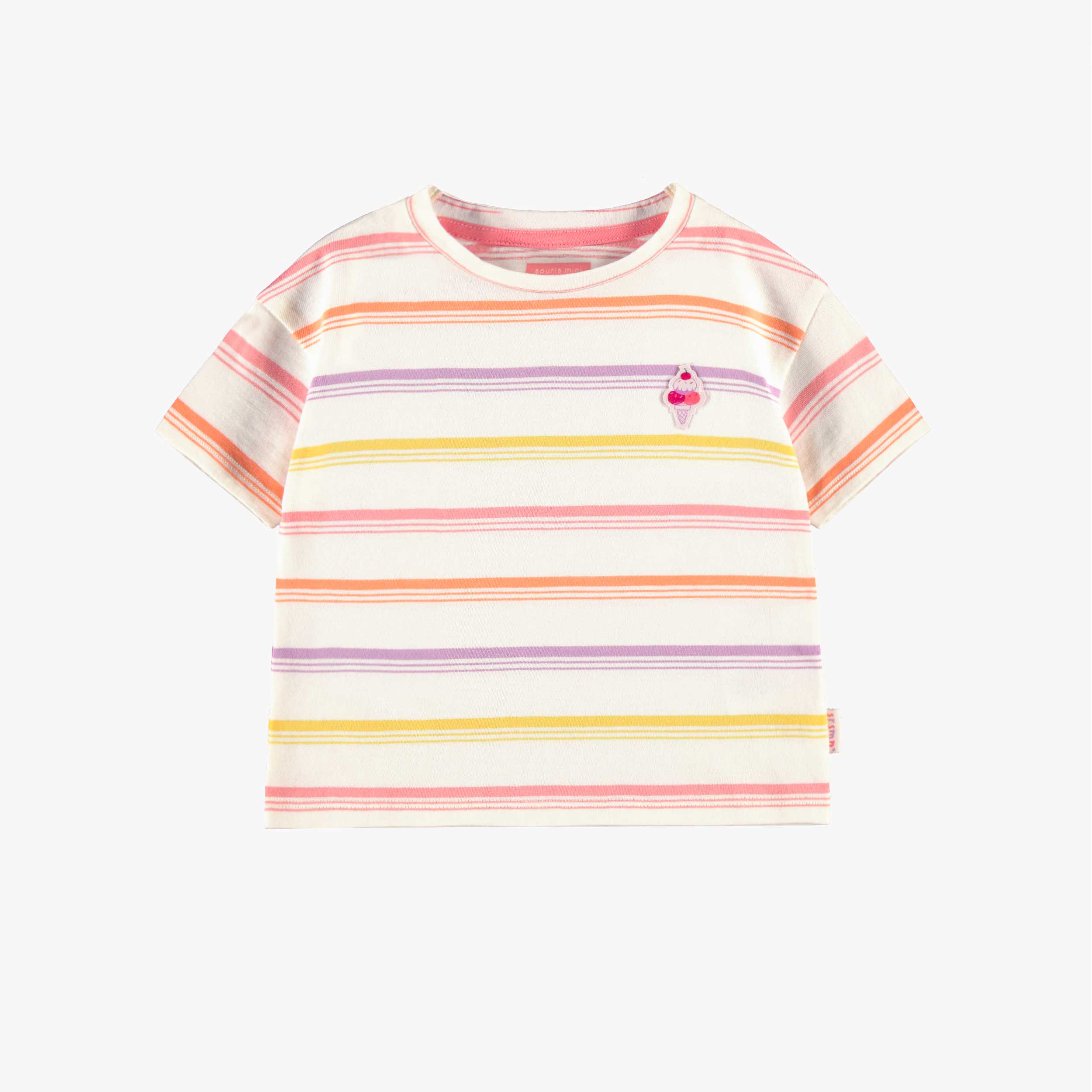 T-shirt crème en jersey à rayures, bébé