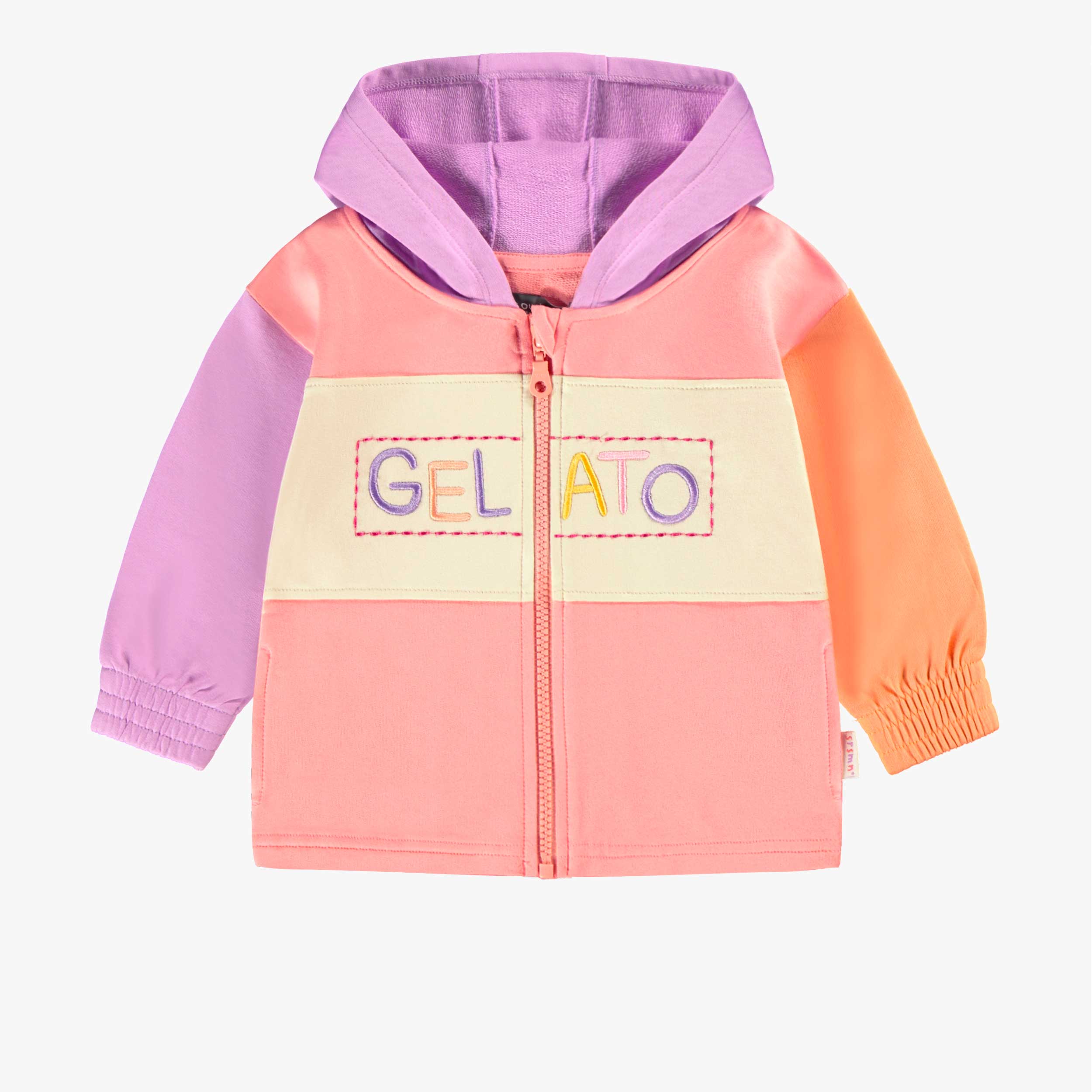 Veste à capuchon rose et lilas avec blocs de couleur, bébé