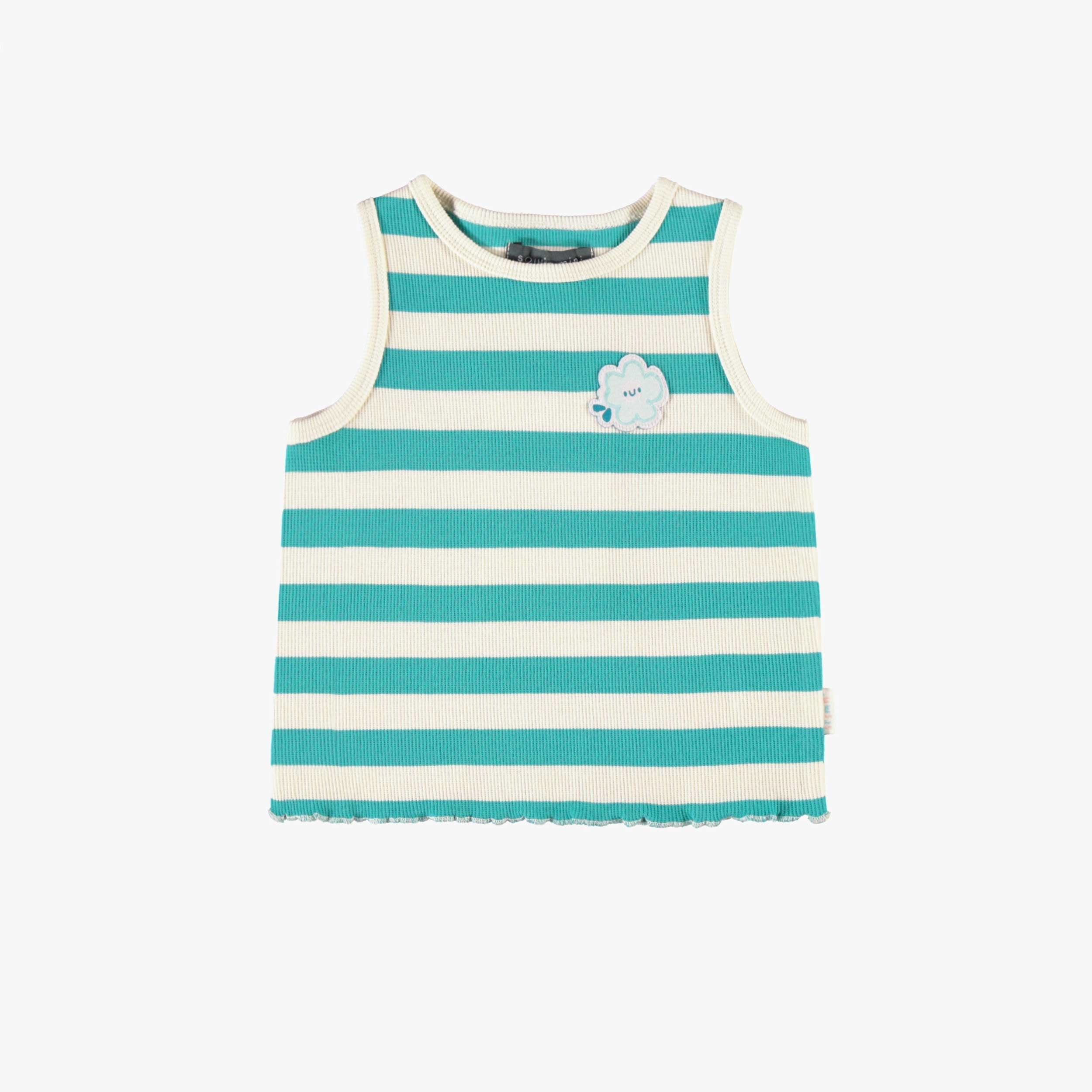 Camisole crème et turquoise à rayures, bébé