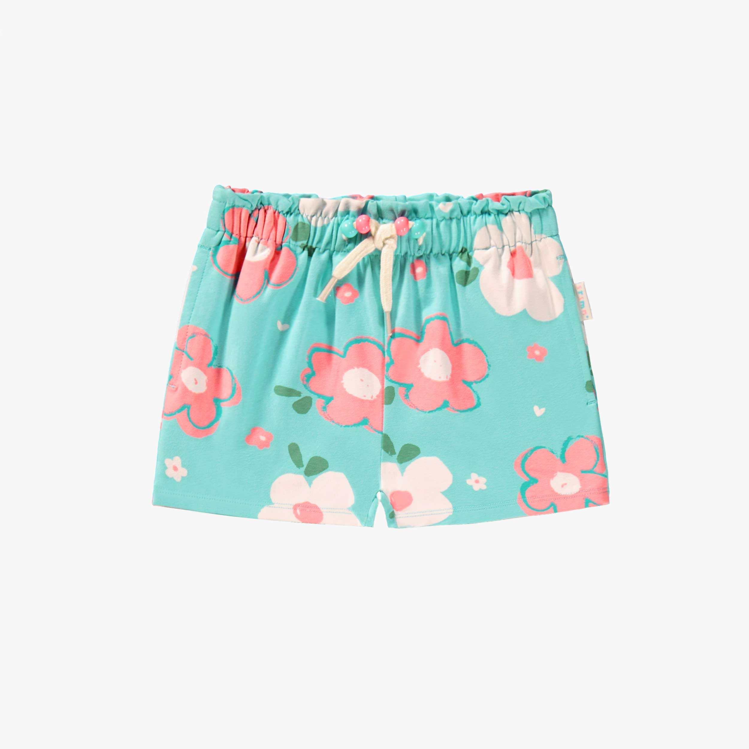 Short bleu aqua à motif floral, bébé