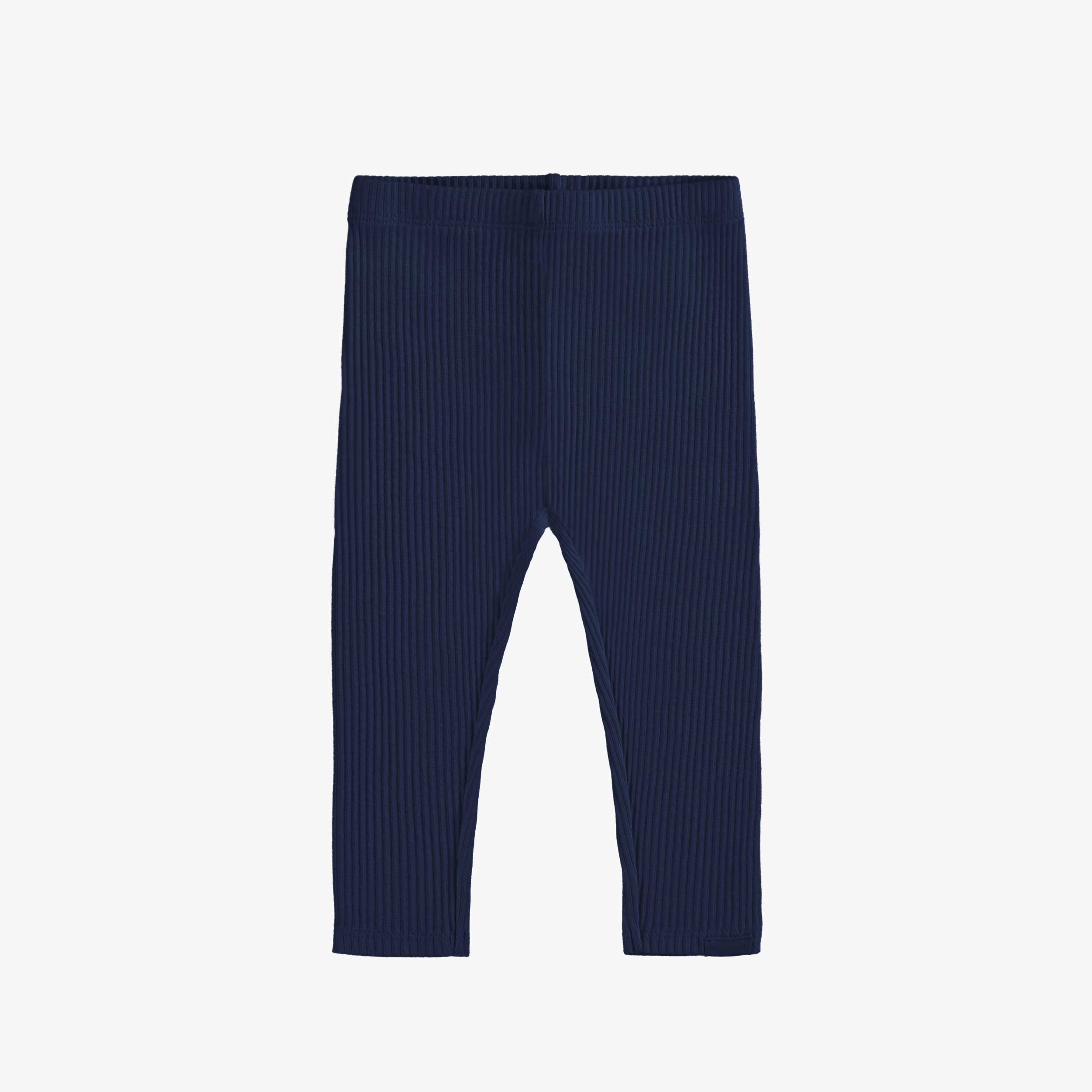 Legging marine longueur régulière en tricot côtelé, bébé