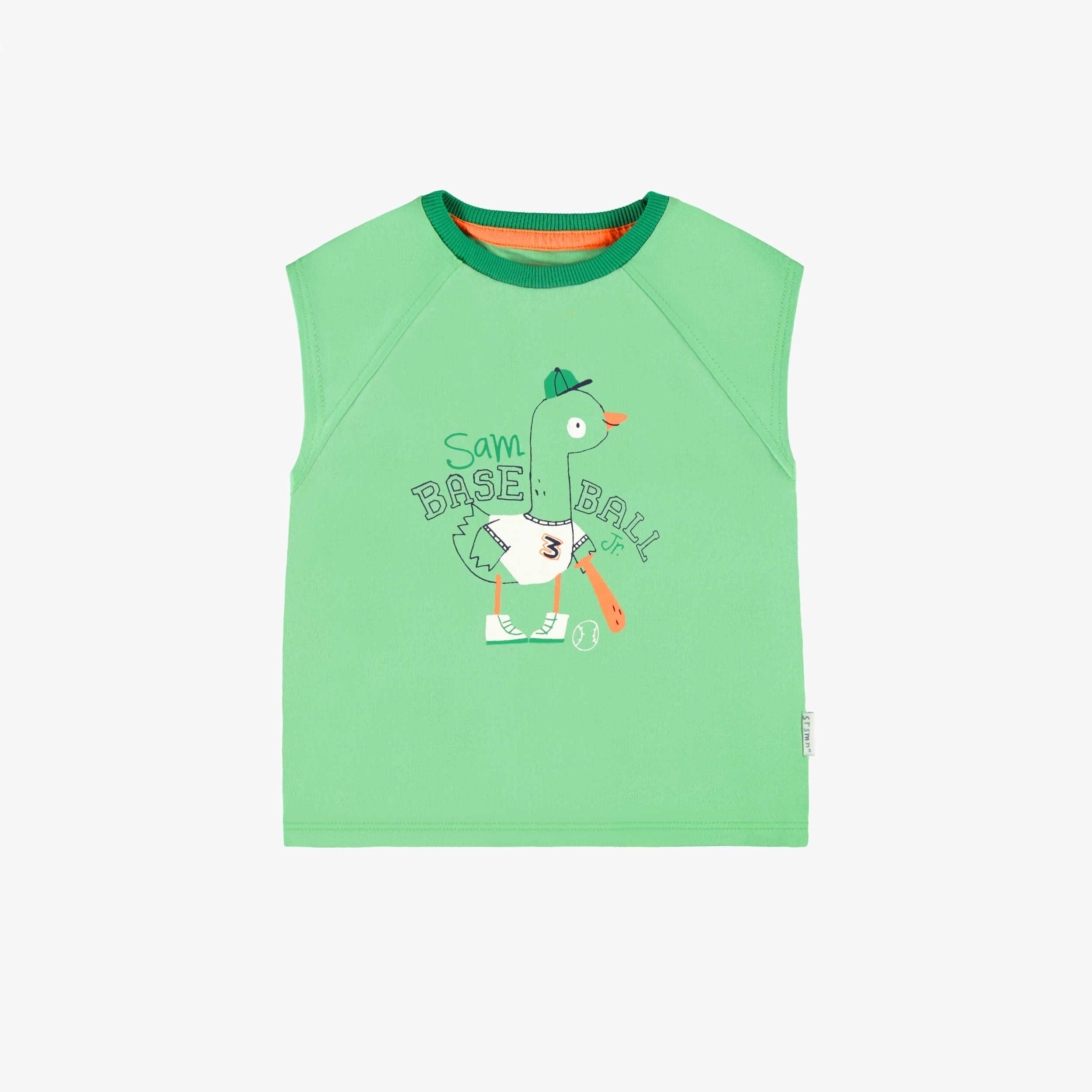 T-shirt sans manches vert avec illustration, bébé