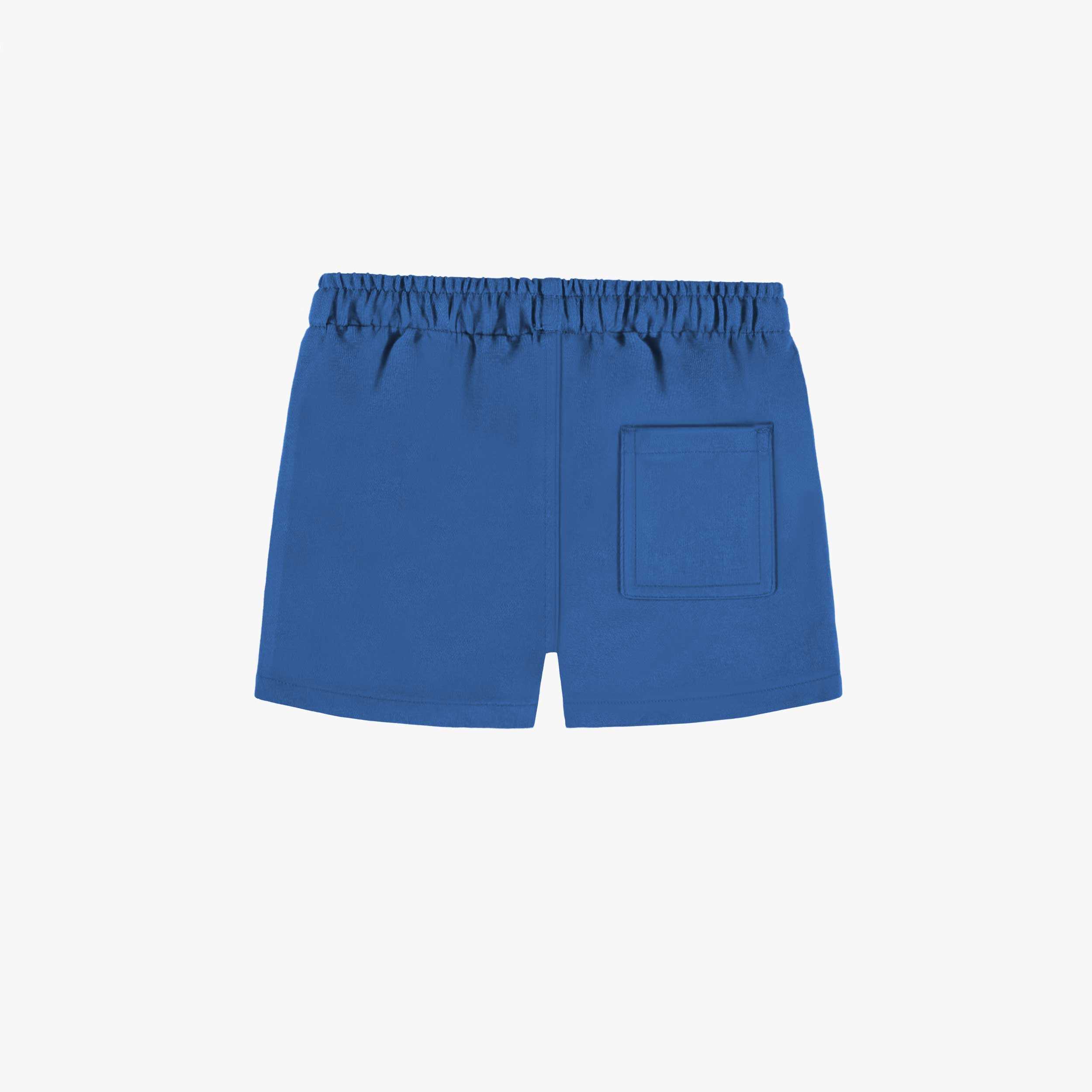 Dos du short bleu en jersey de coton, bébé