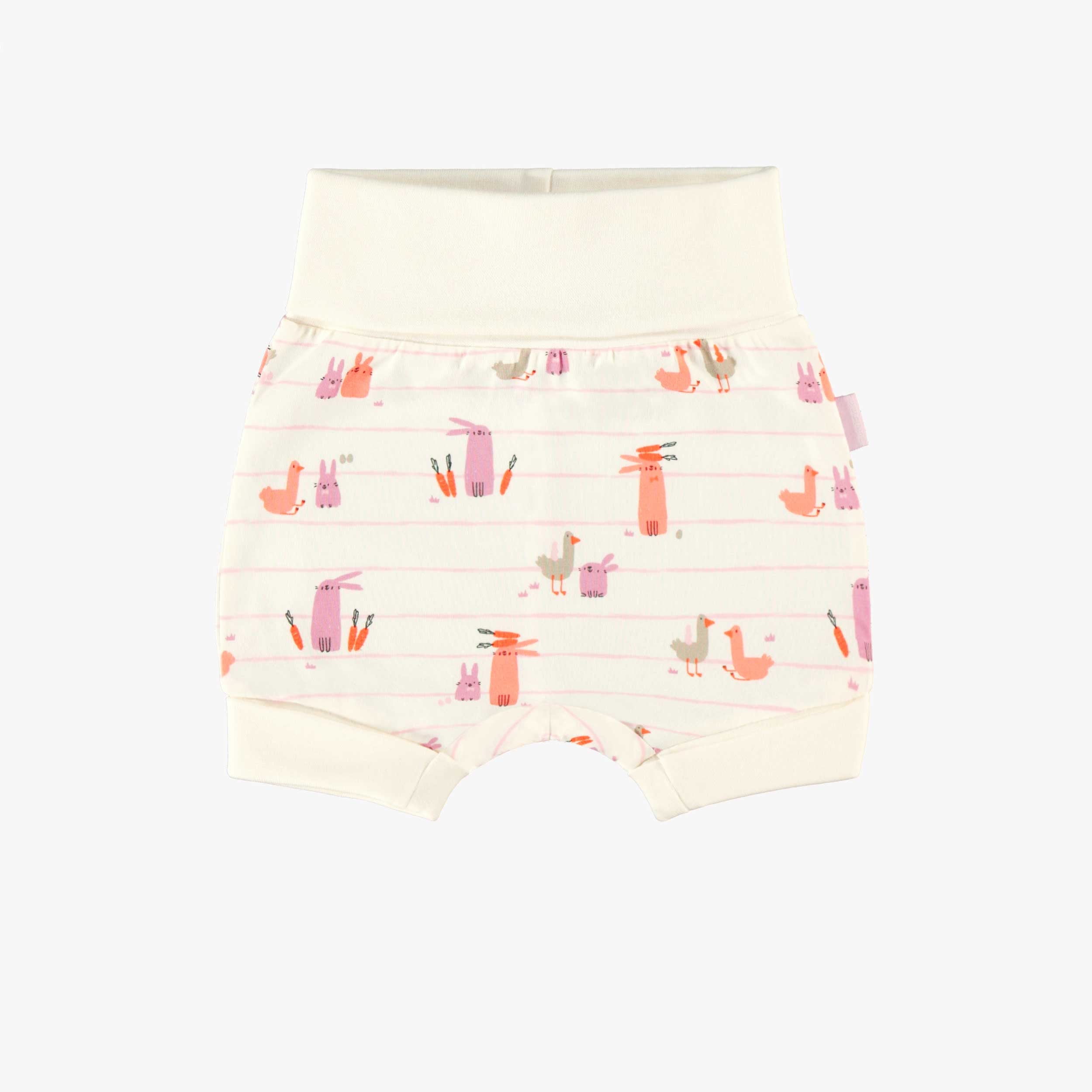 Short évolutif crème à rayures roses et motifs de Pâques, bébé