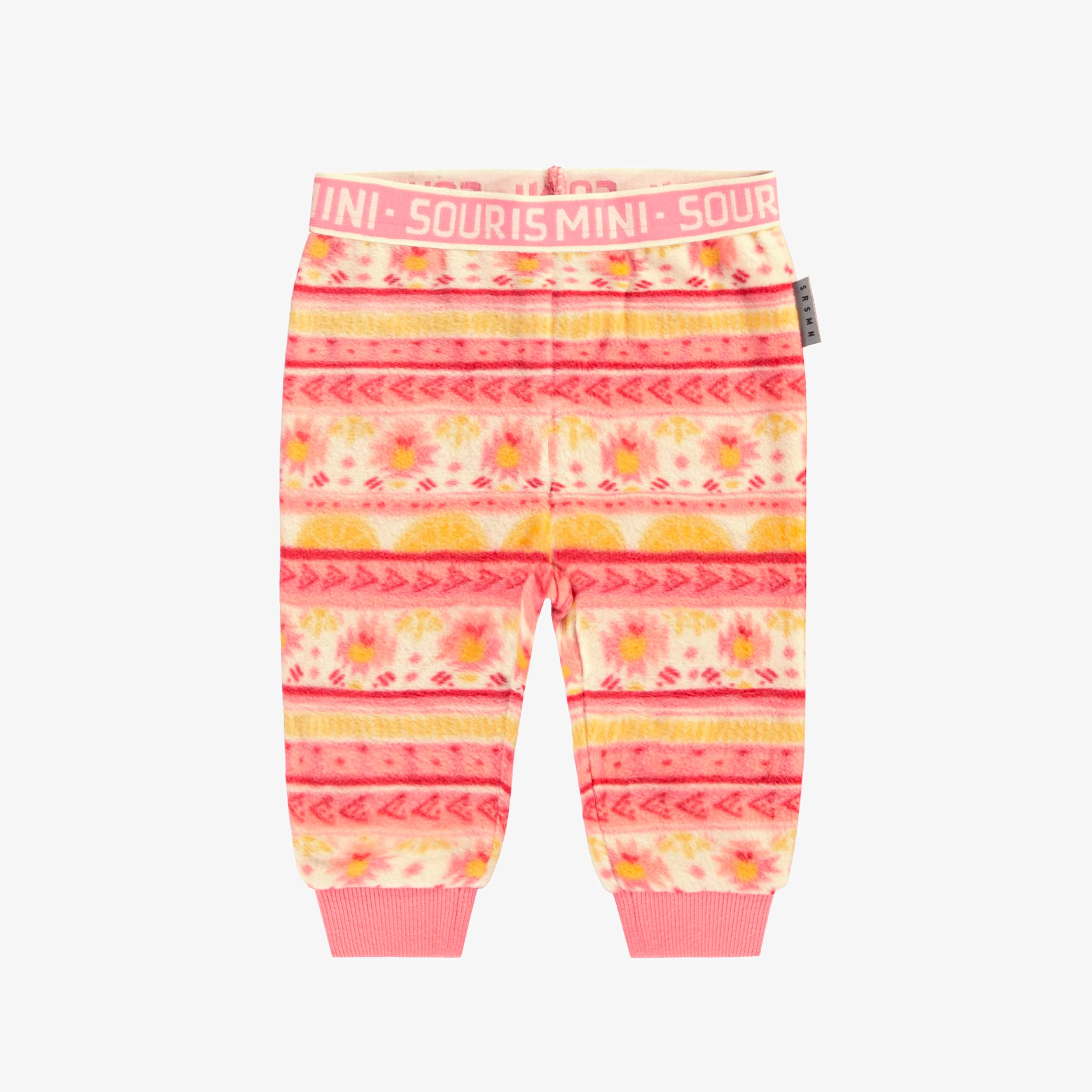 Pantalon en polar rose à motifs, bébé