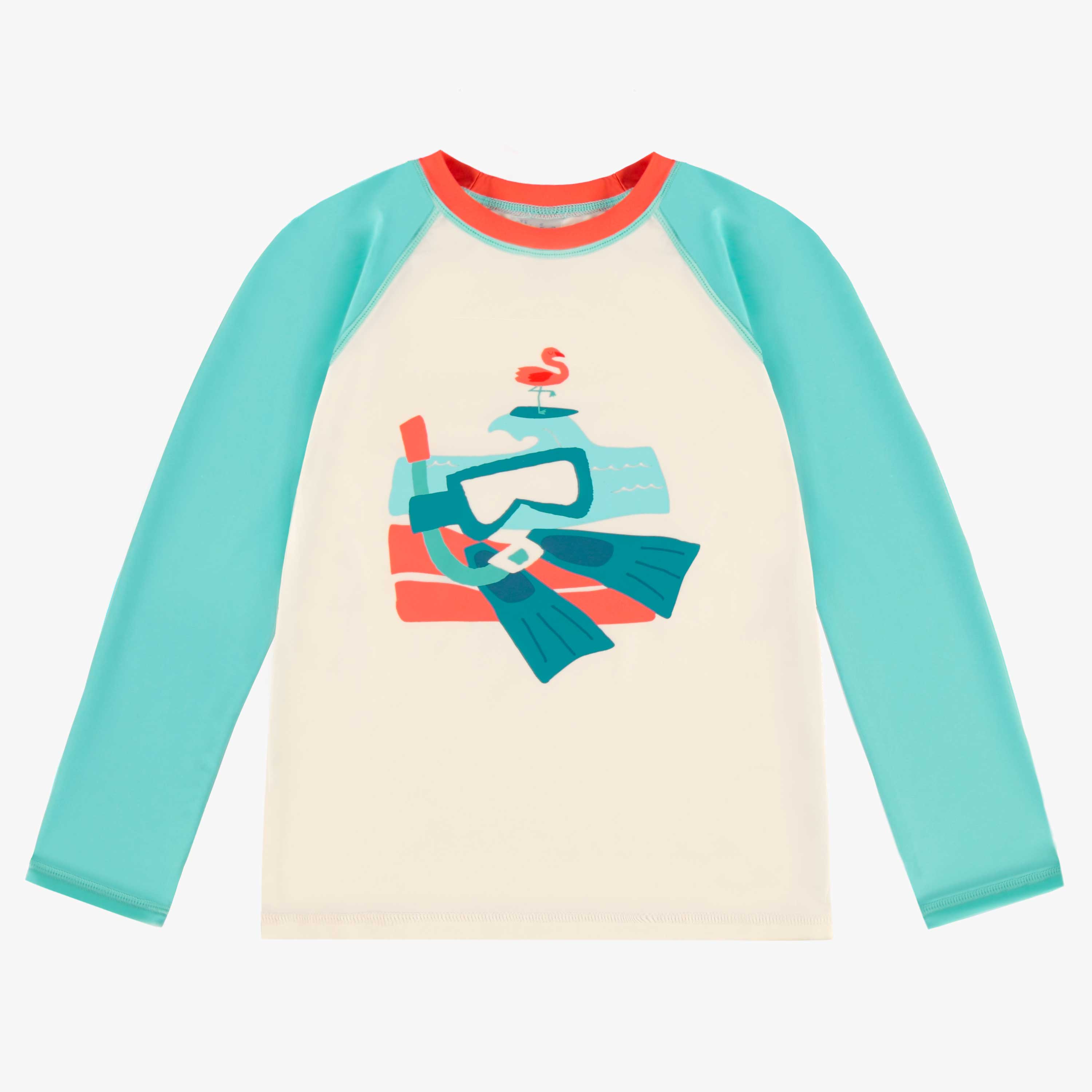T-shirt de bain crème à manches longues, enfant