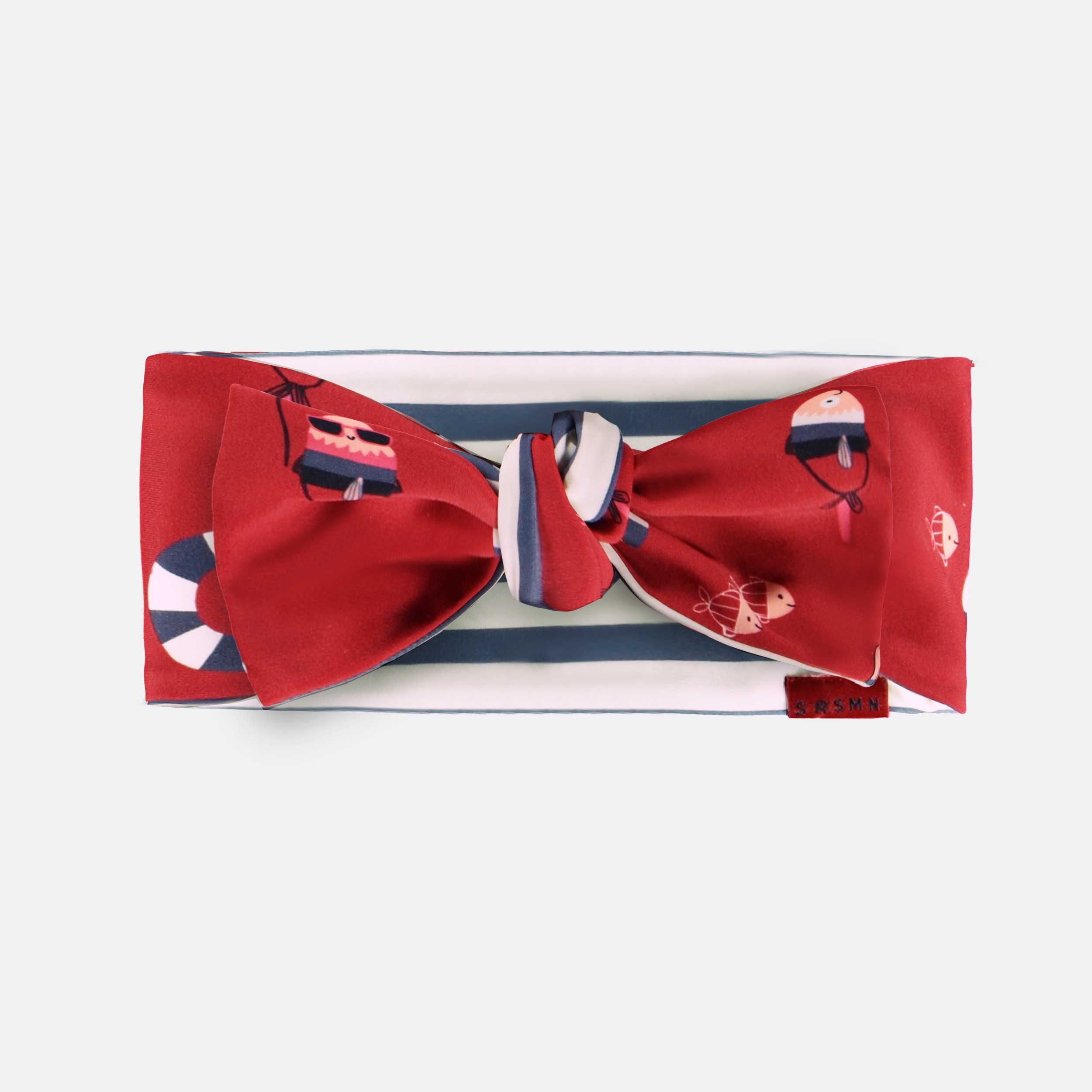 Bandeau de bain réversible rouge à motifs, enfant