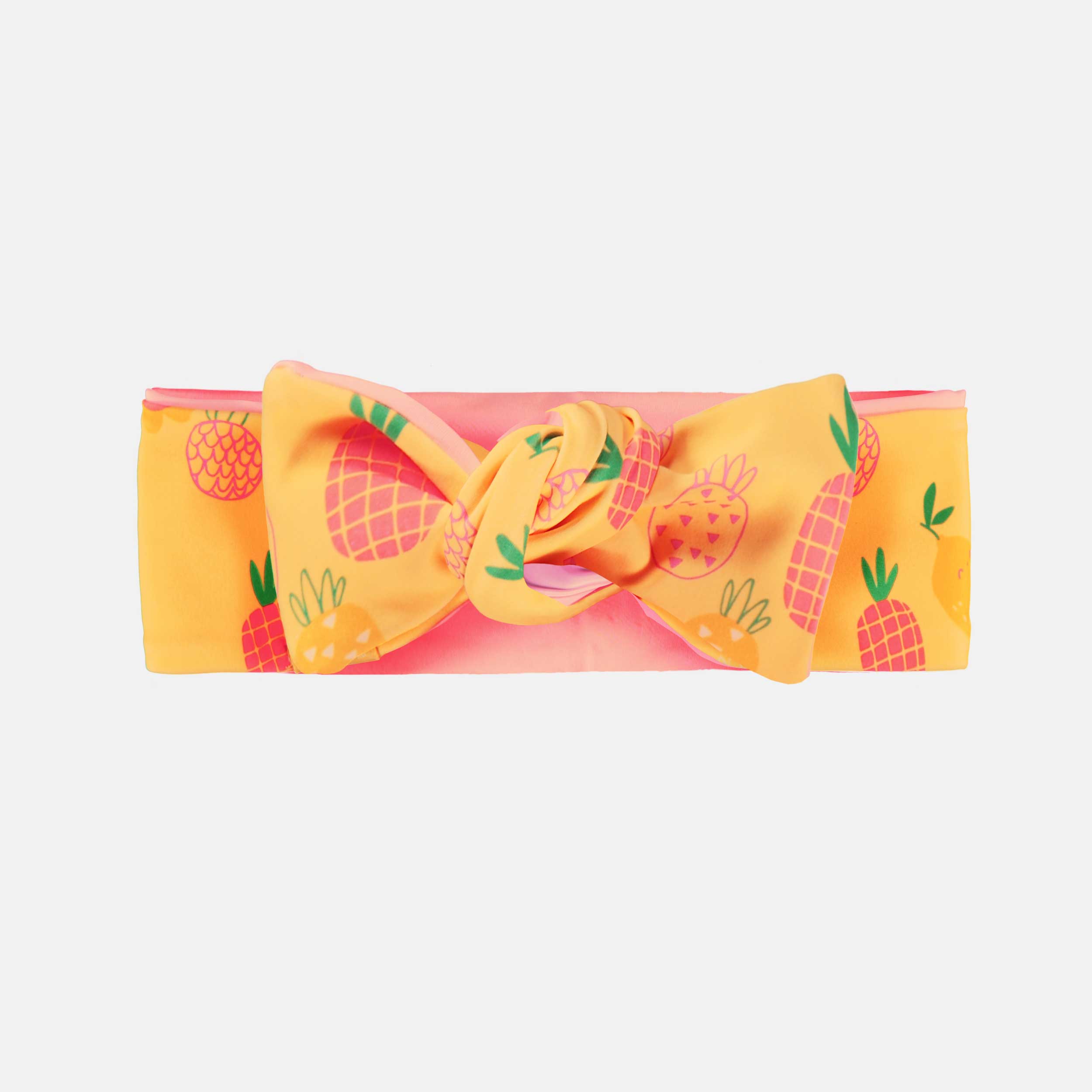 Bandeau de bain rose réversible jaune à motif de fruits, enfant