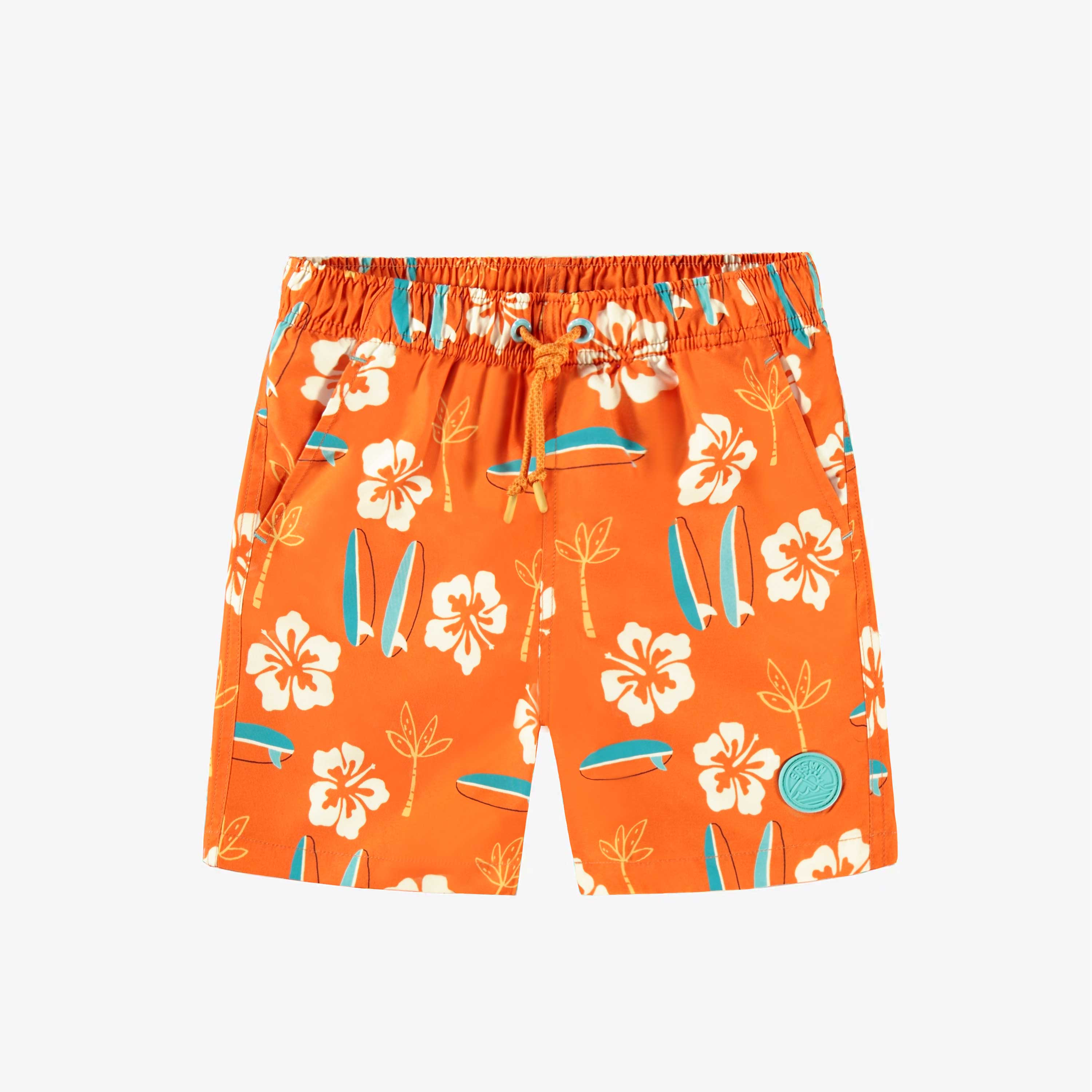 Bermuda de bain orange à motifs, enfant