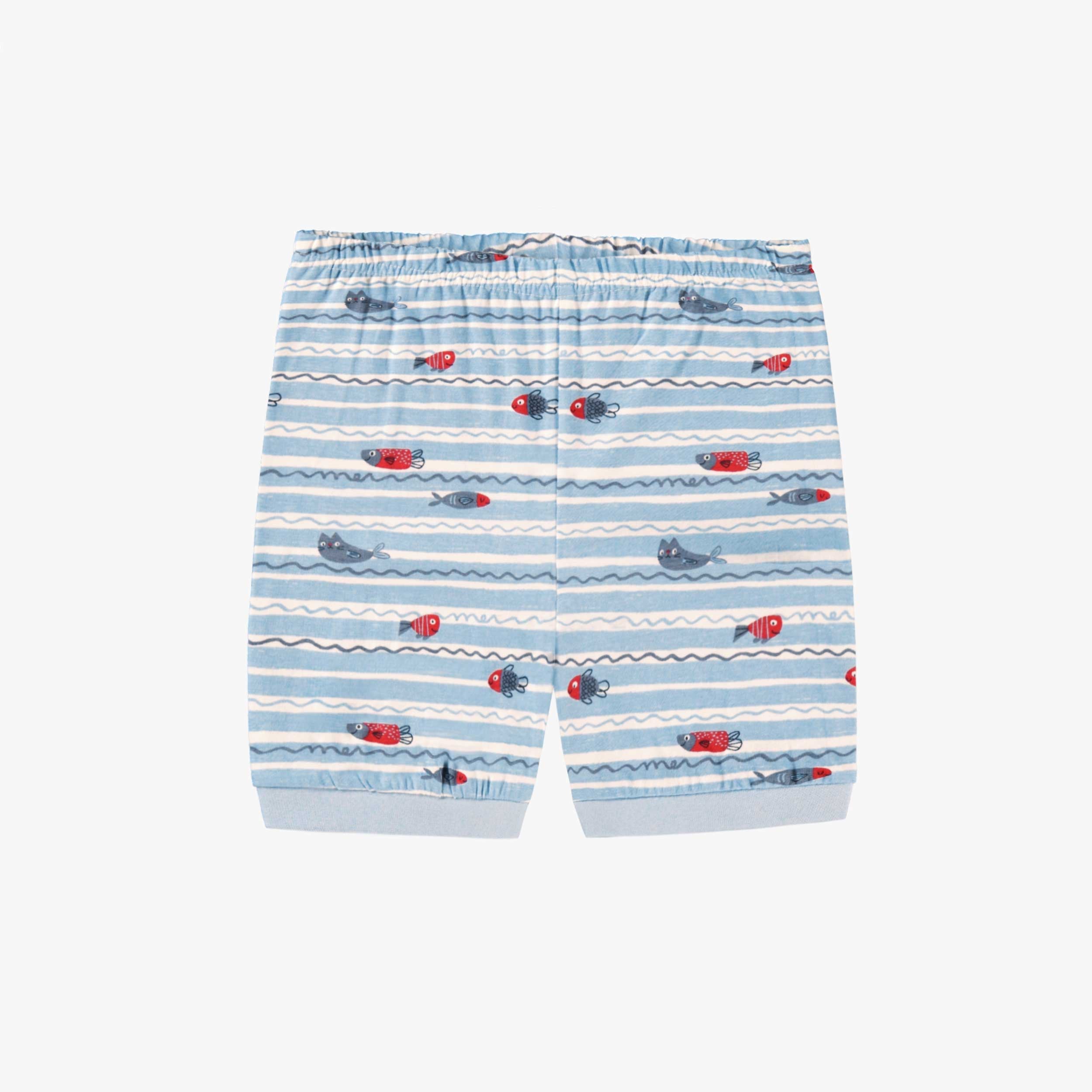 Bas du pyjama deux pièces bleu avec illustration et motifs, enfant