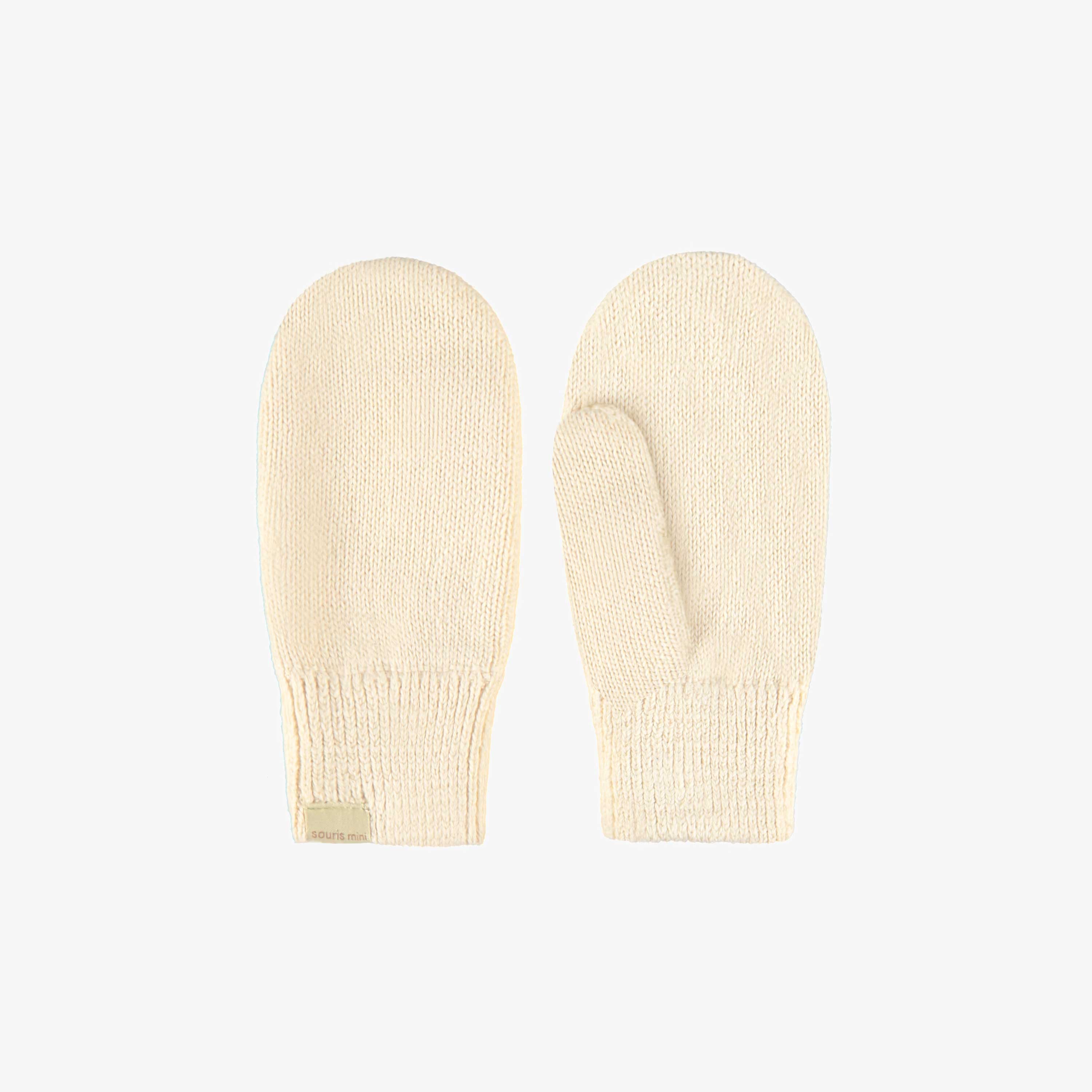 Mitaines crème en tricot, enfant