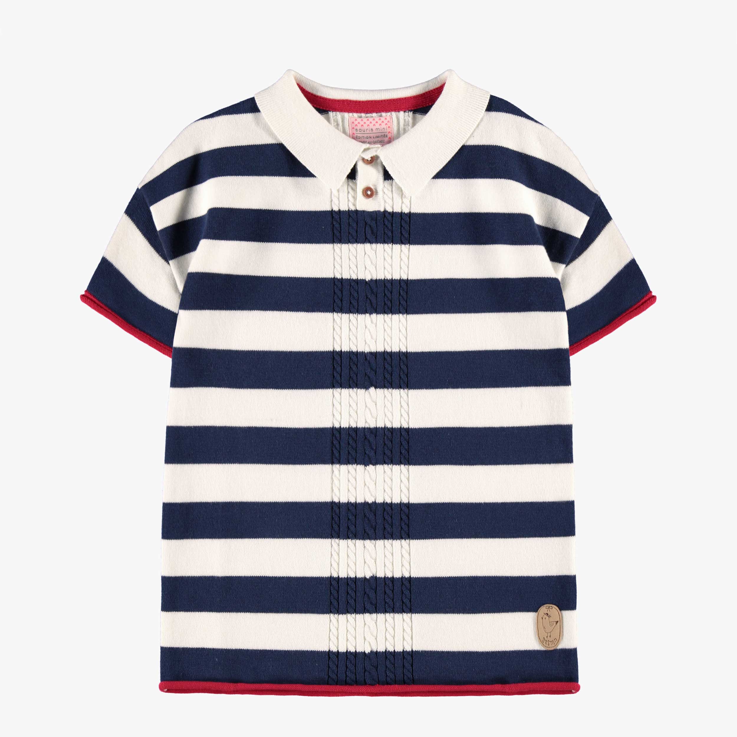 Robe tunique crème et bleue à rayures, enfant