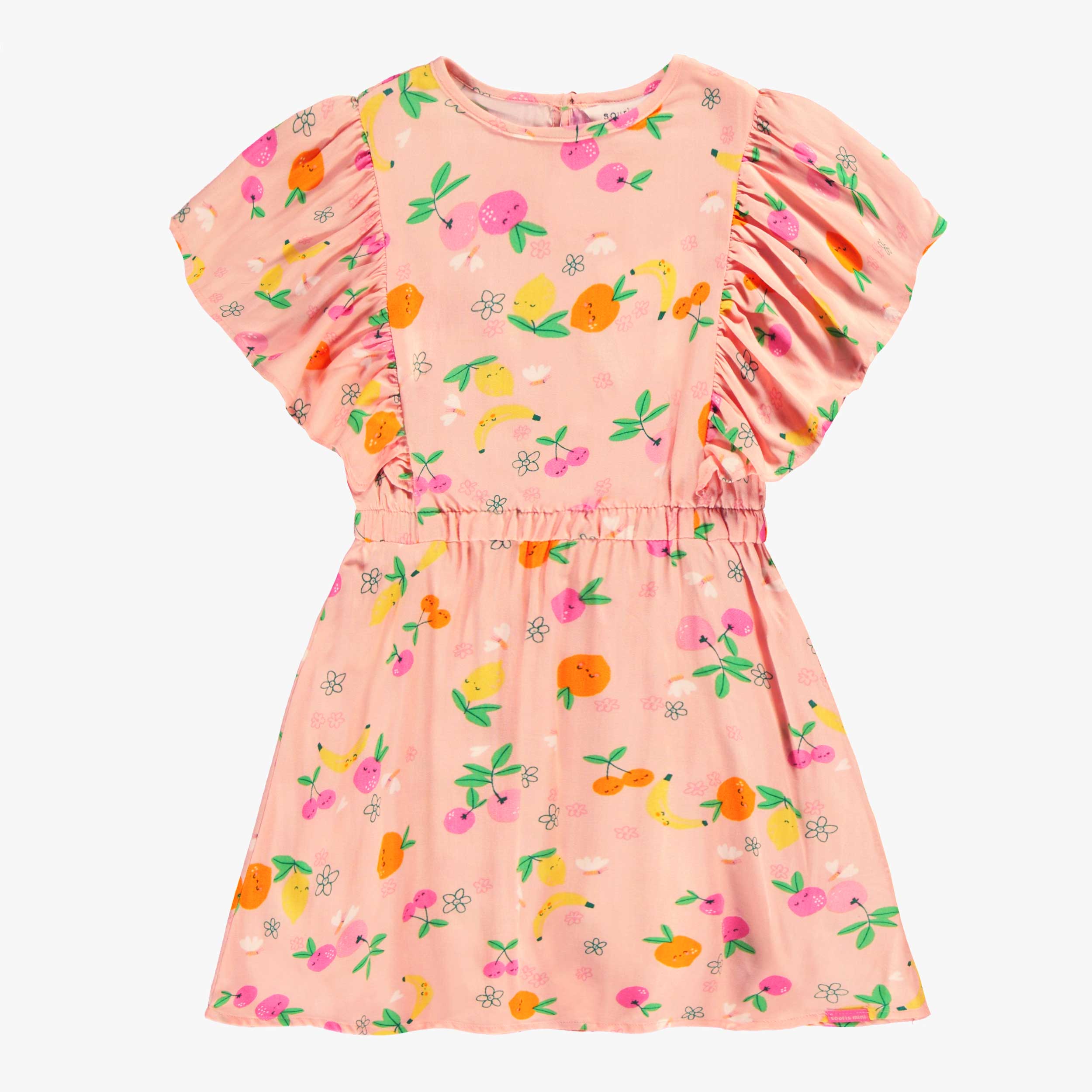 Robe rose en viscose à motifs de fruits, enfant