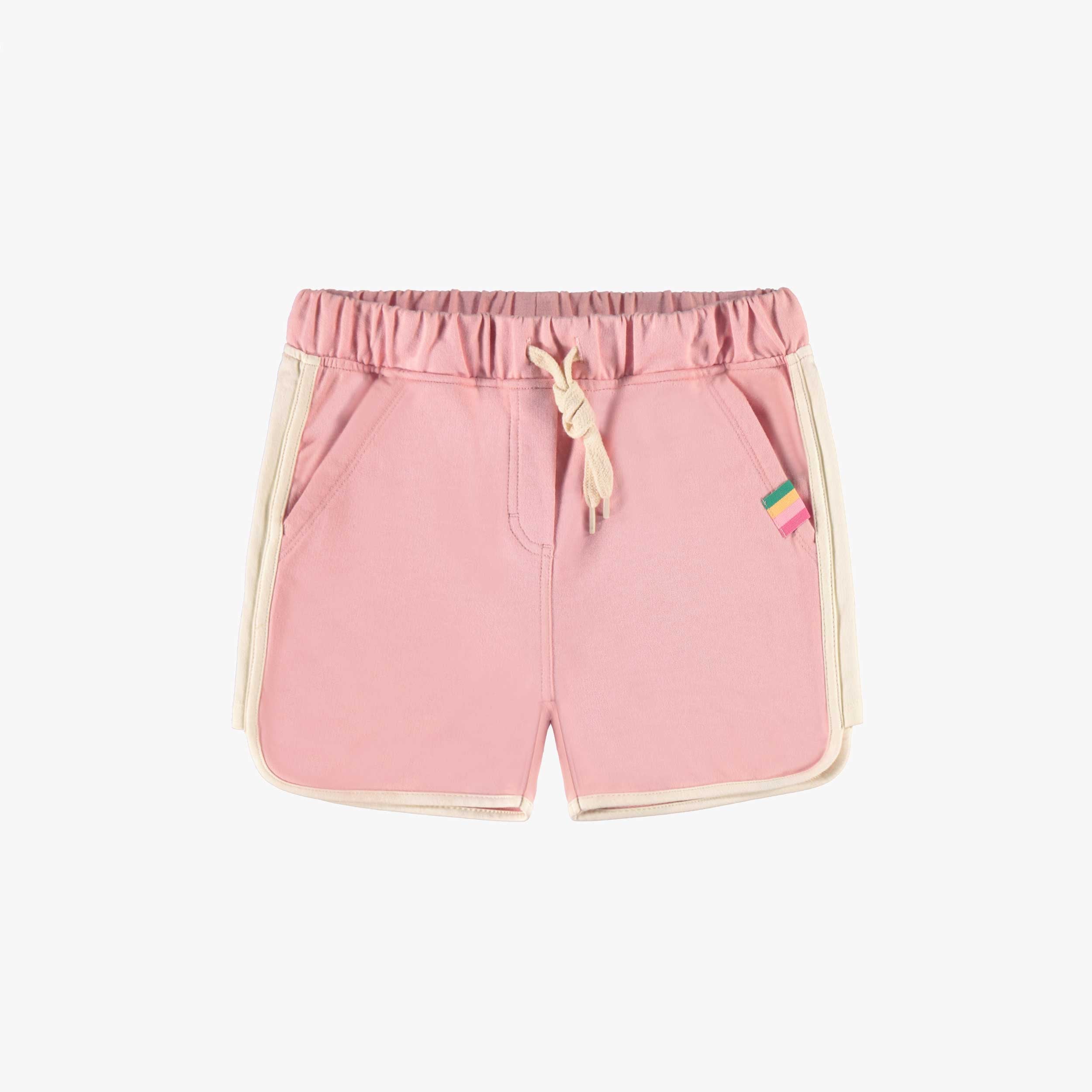 Short rose en coton français au look sportif, enfant