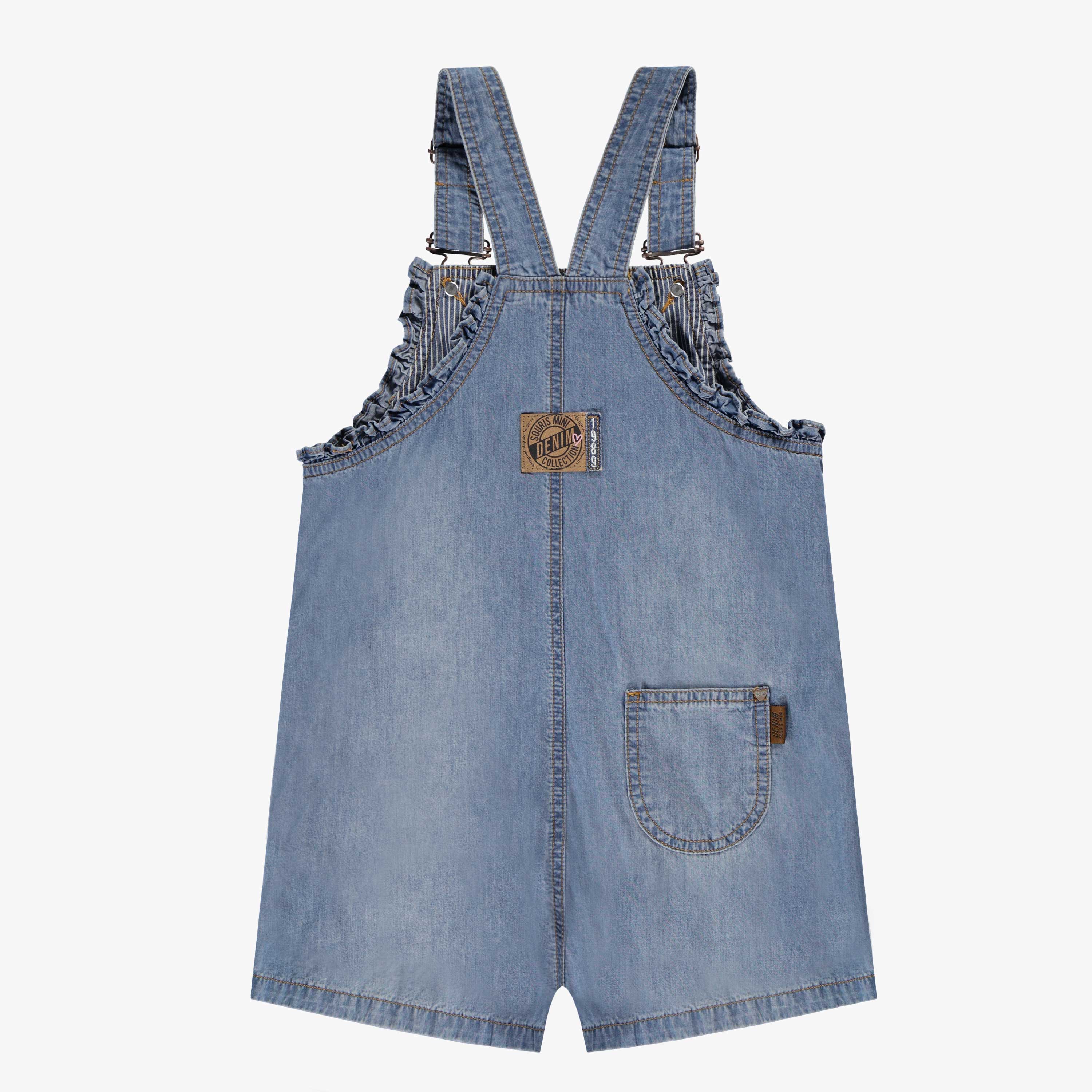 Dos de la salopette en denim bleu pâle avec broderie, enfant