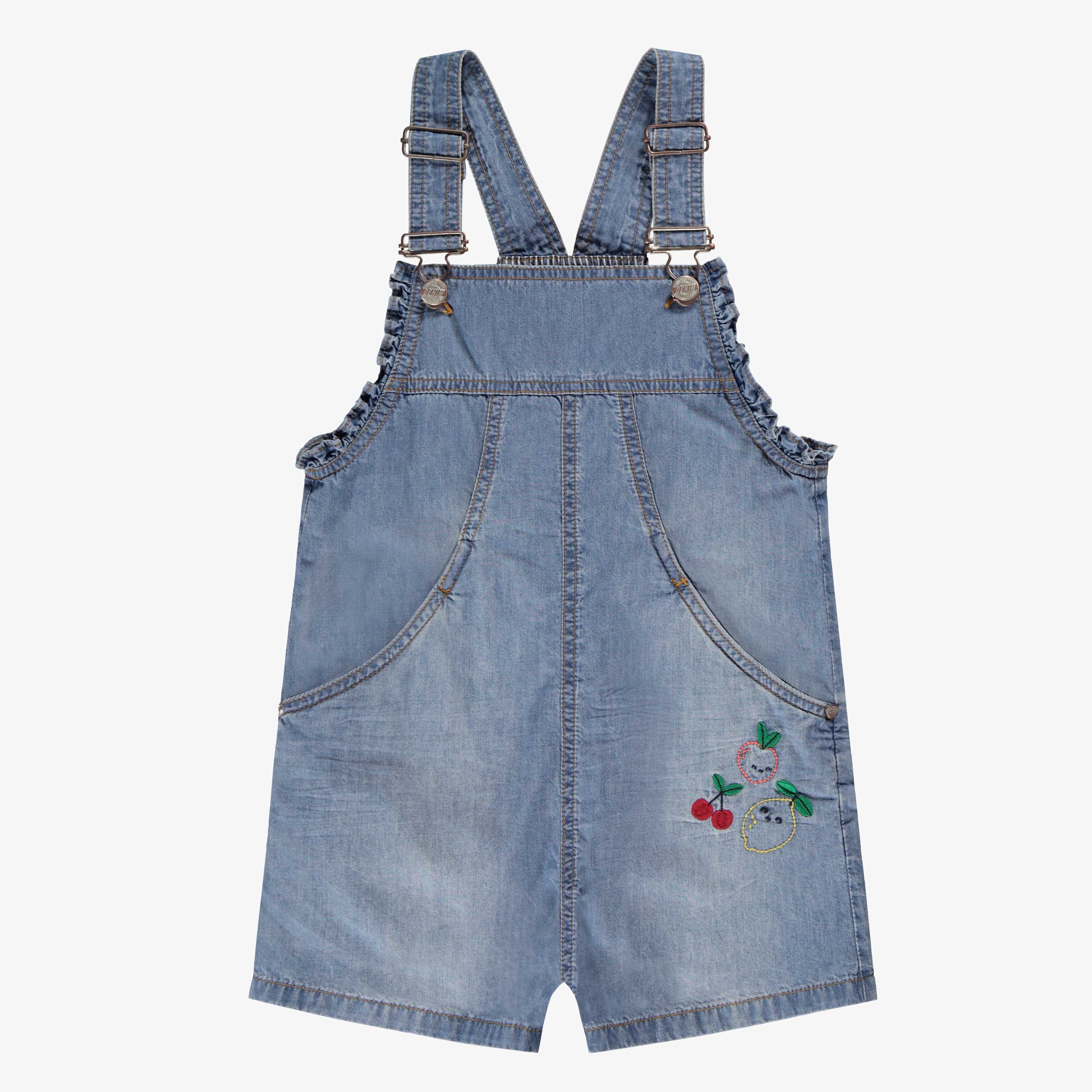Salopette en denim bleu pâle avec broderie, enfant