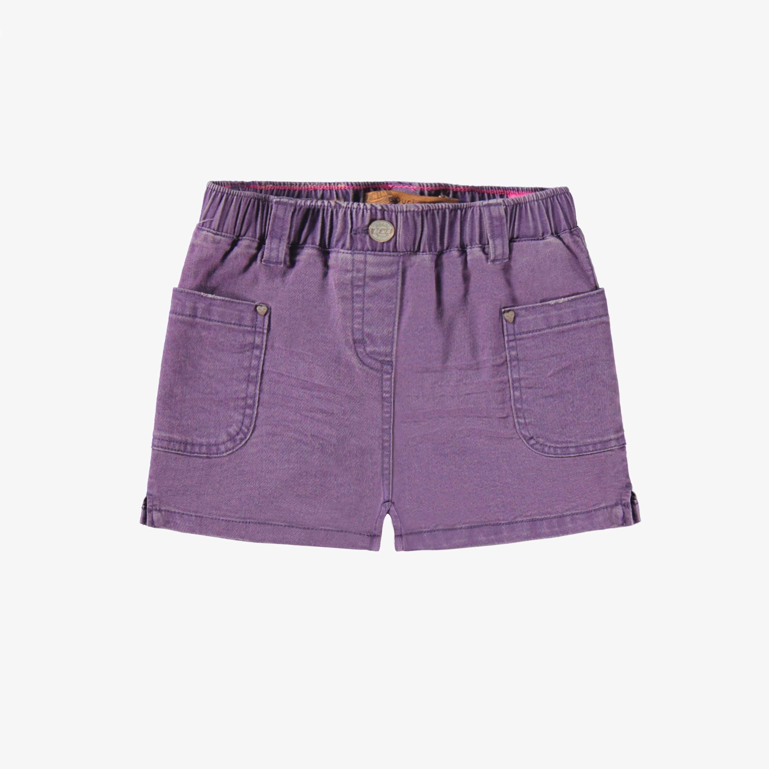 Short mauve en denim, enfant