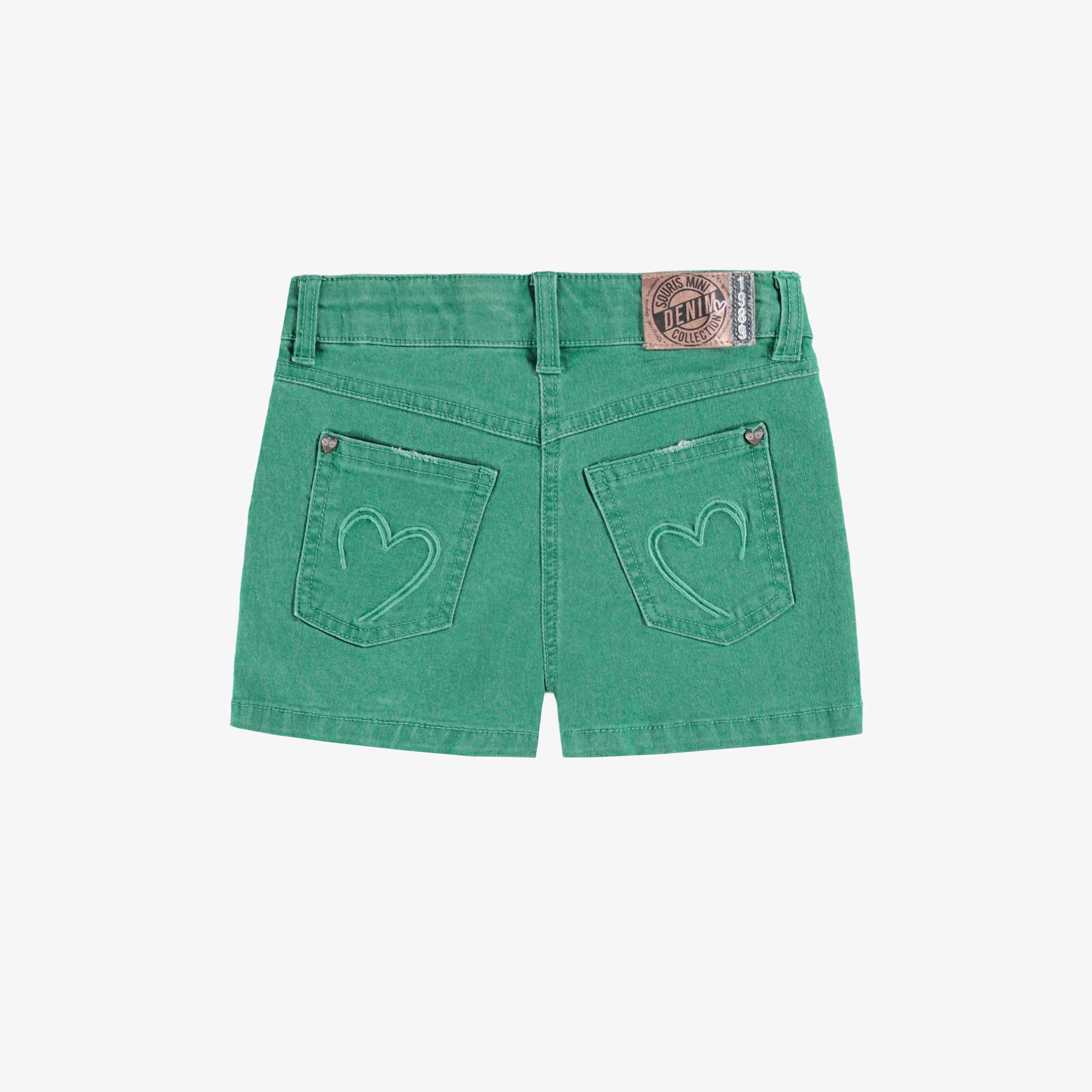 Dos du short en denim lyocell vert, enfant