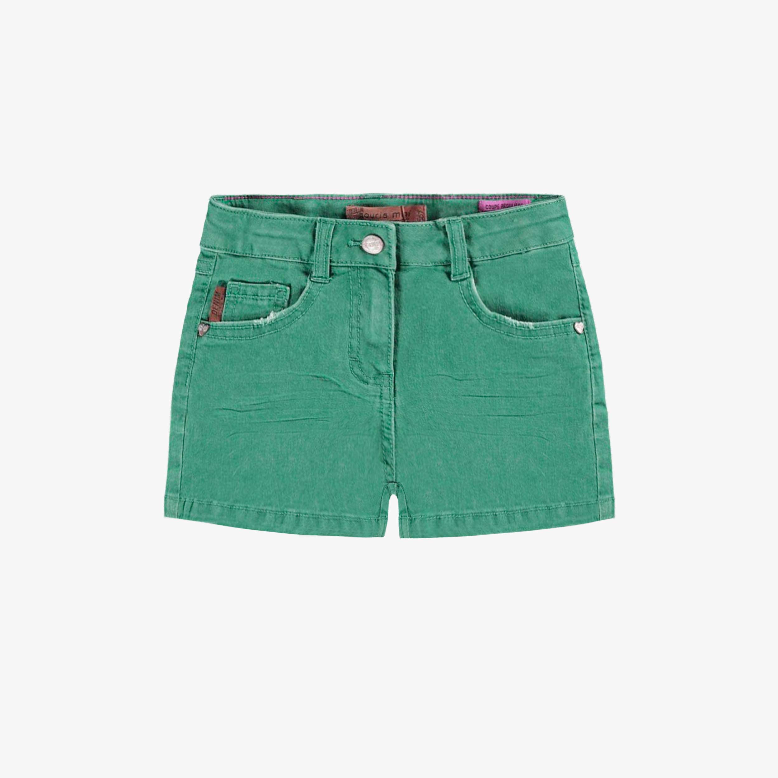 Short en denim lyocell vert, enfant