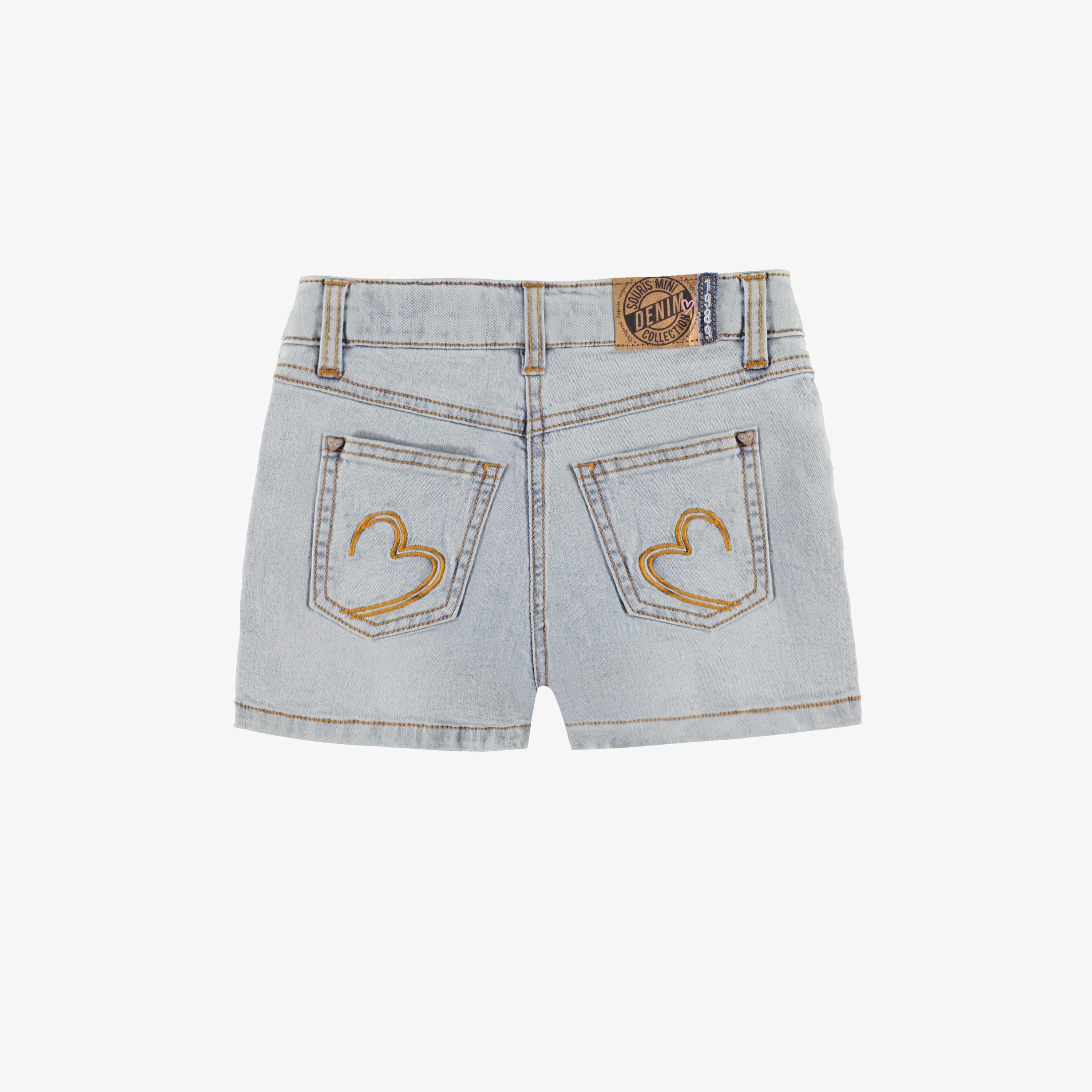 Dos du short en denim bleu pâle, enfant
