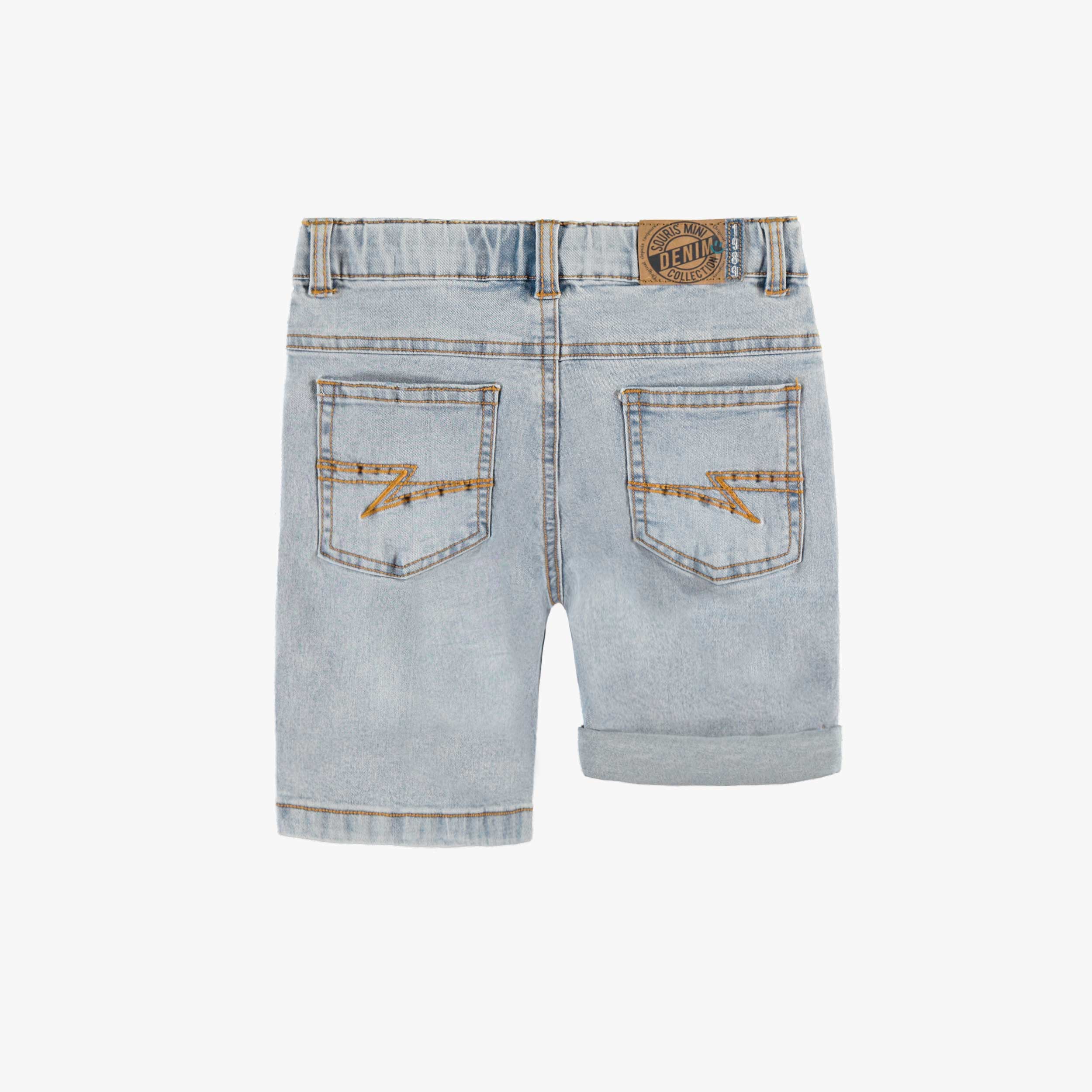 Dos du bermuda en denim bleu pâle, enfant