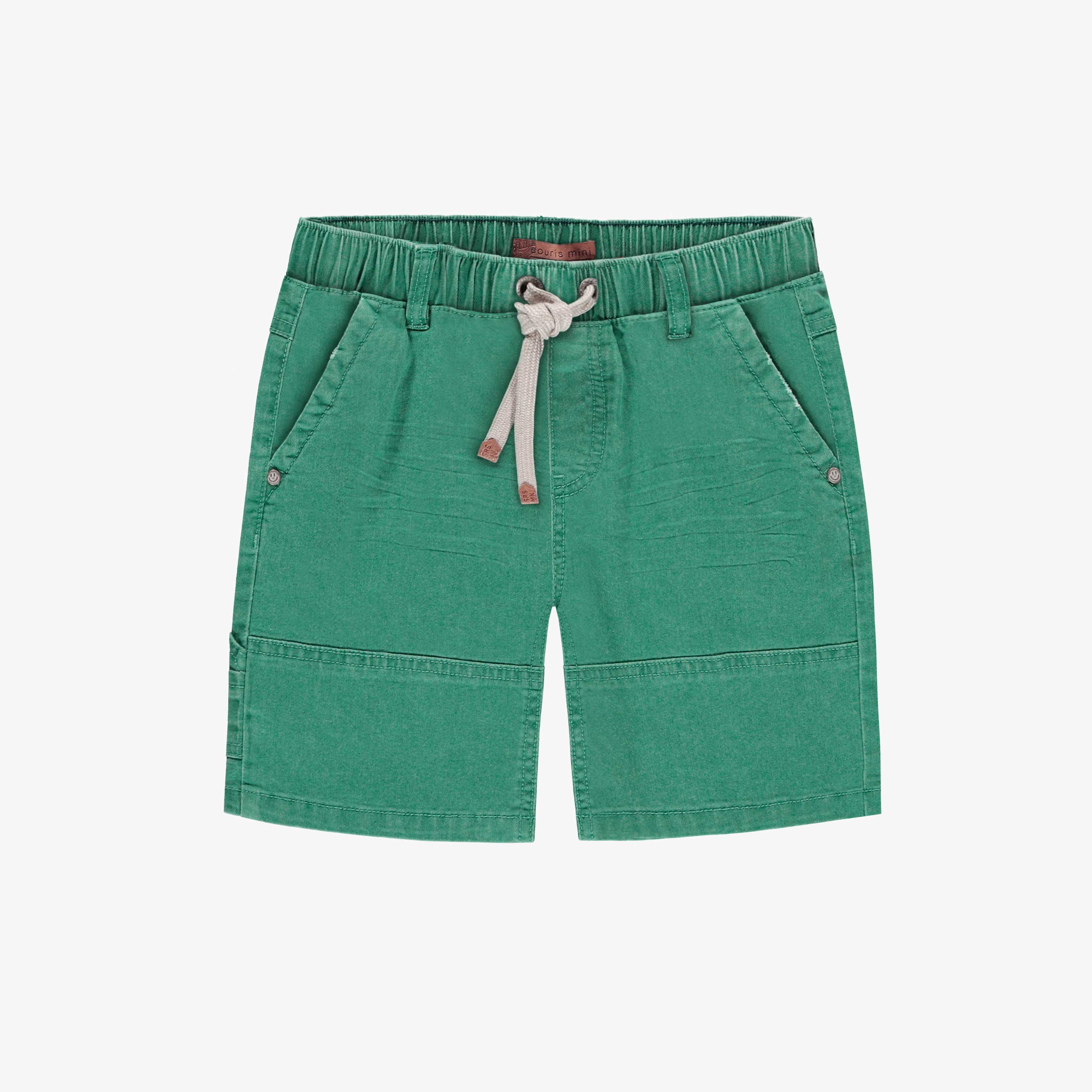 Bermuda de denim vert à effet délavé, enfant