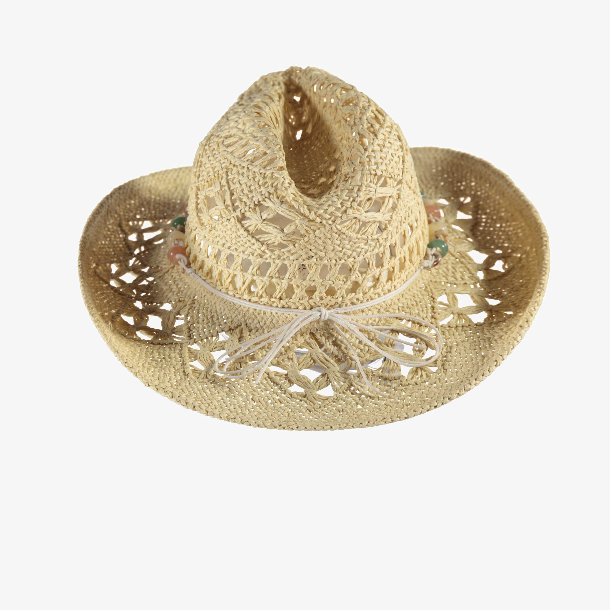 Dos du chapeau de cowboy en paille ajourée, enfant