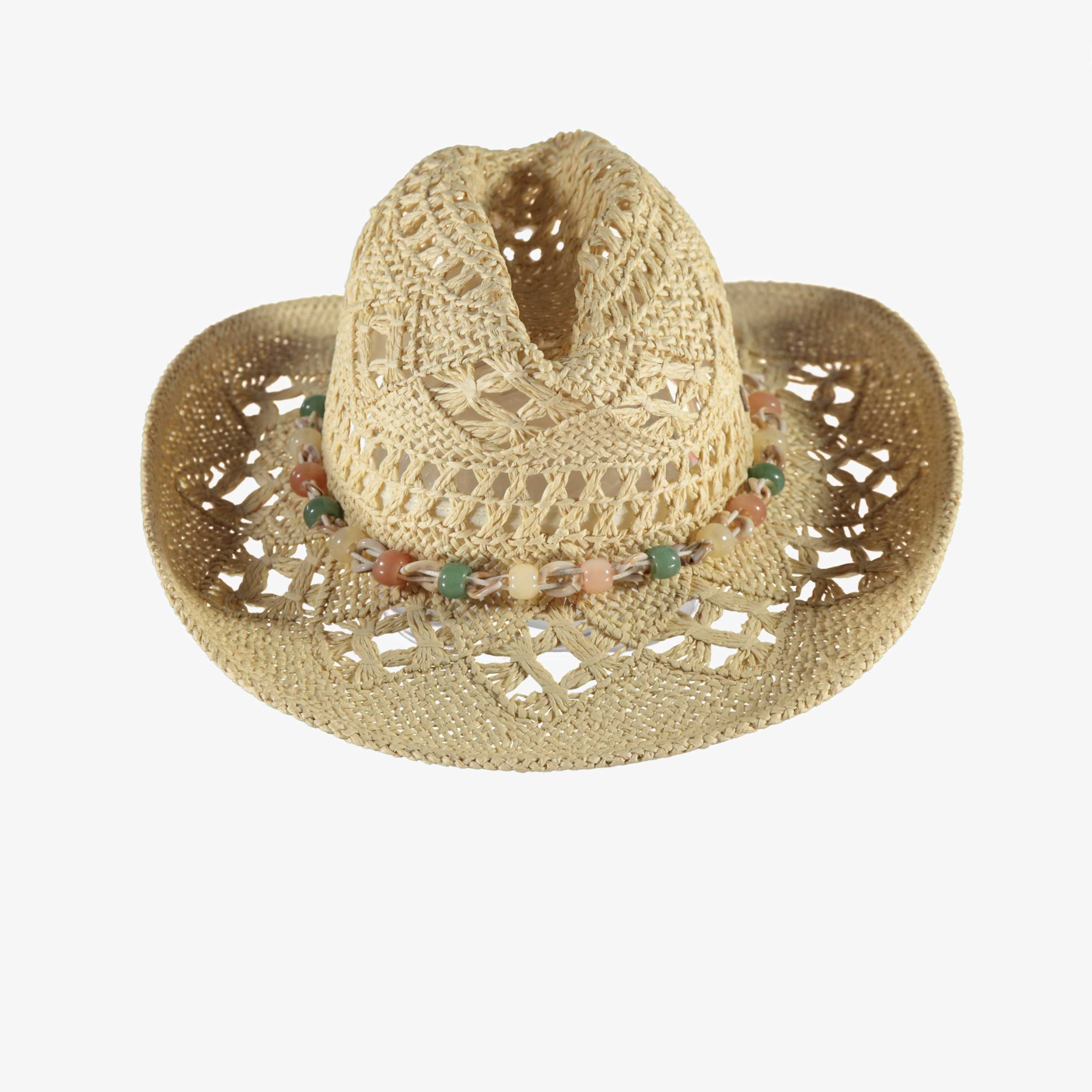 Chapeau de cowboy en paille ajourée, enfant