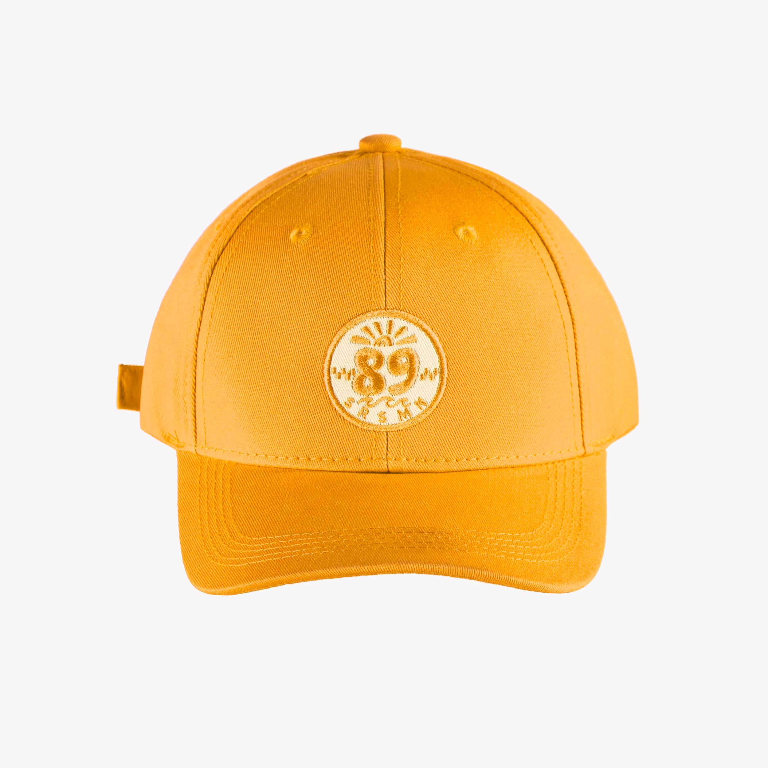 Casquette jaune à visière arrondie et broderie, enfant