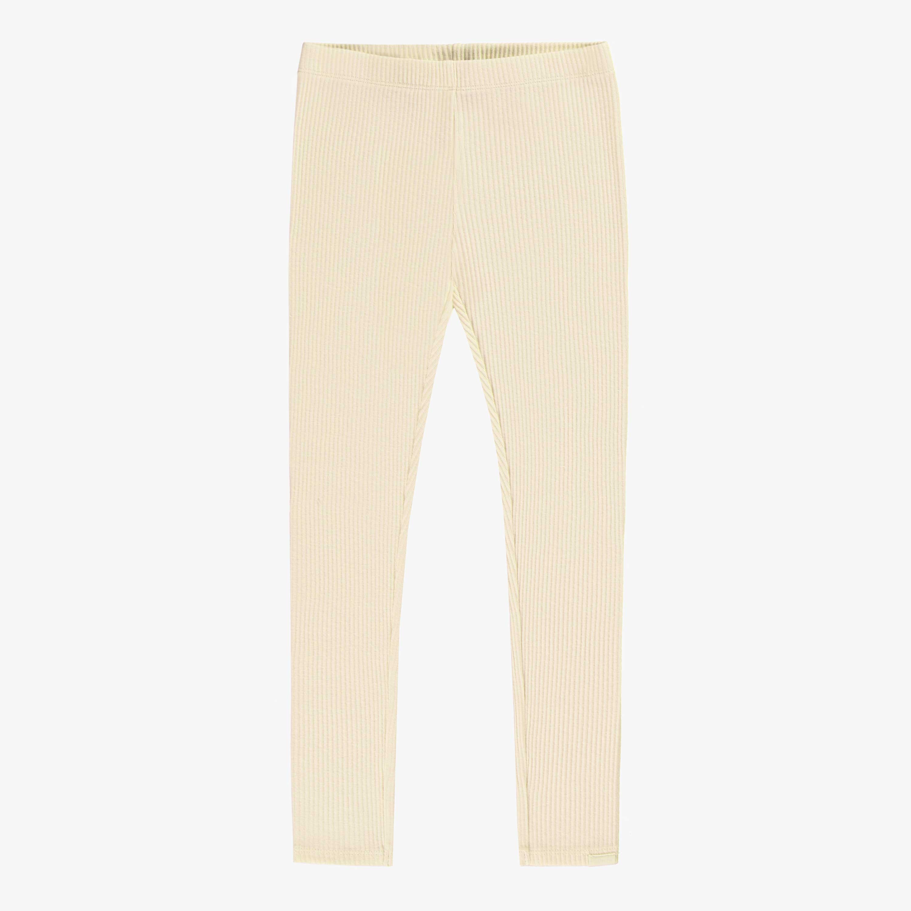 Legging crème en tricot côtelé, enfant