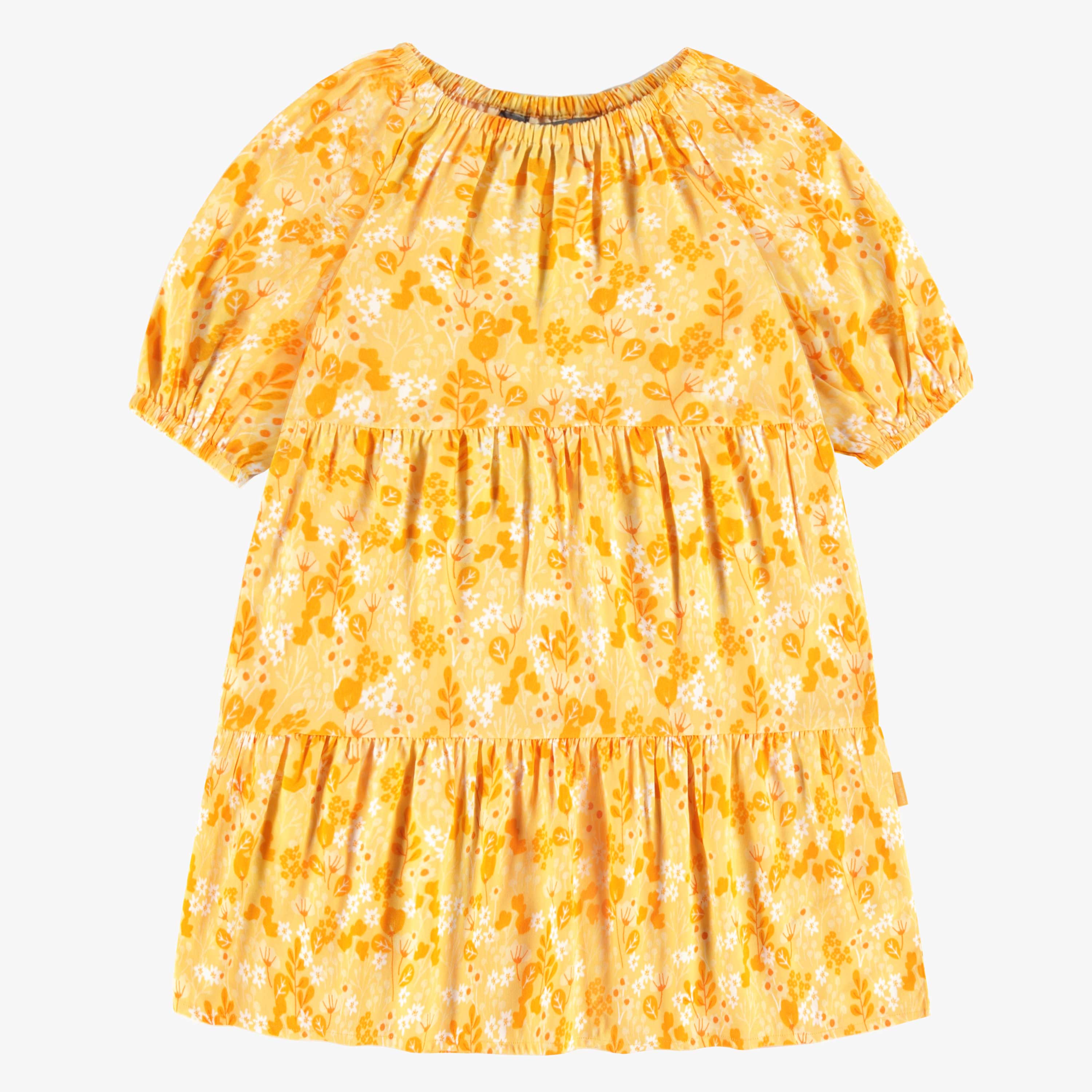 Robe jaune évasée en viscose à motifs de fleurs, enfant
