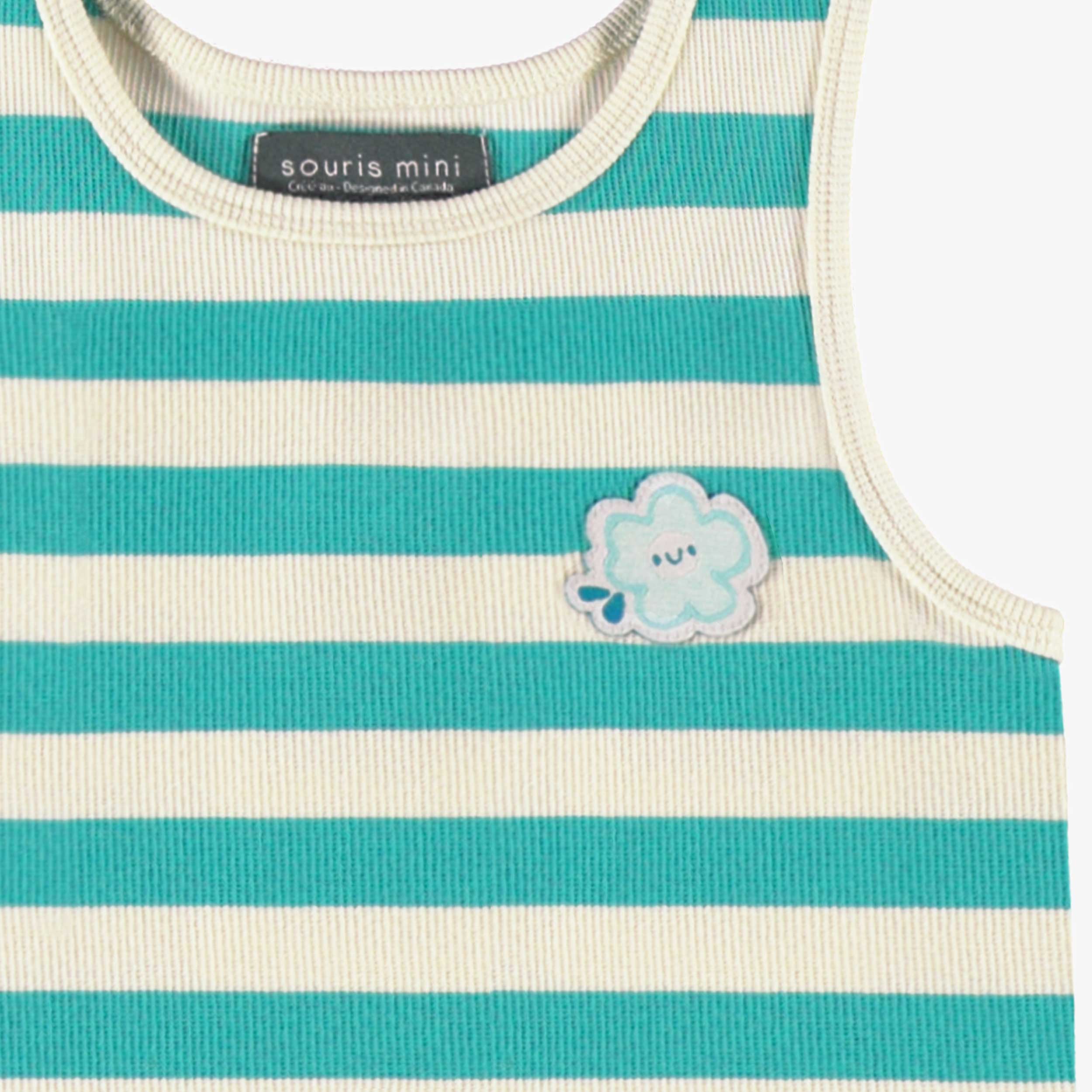 Détail de la camisole crème et turquoise à rayures, enfant