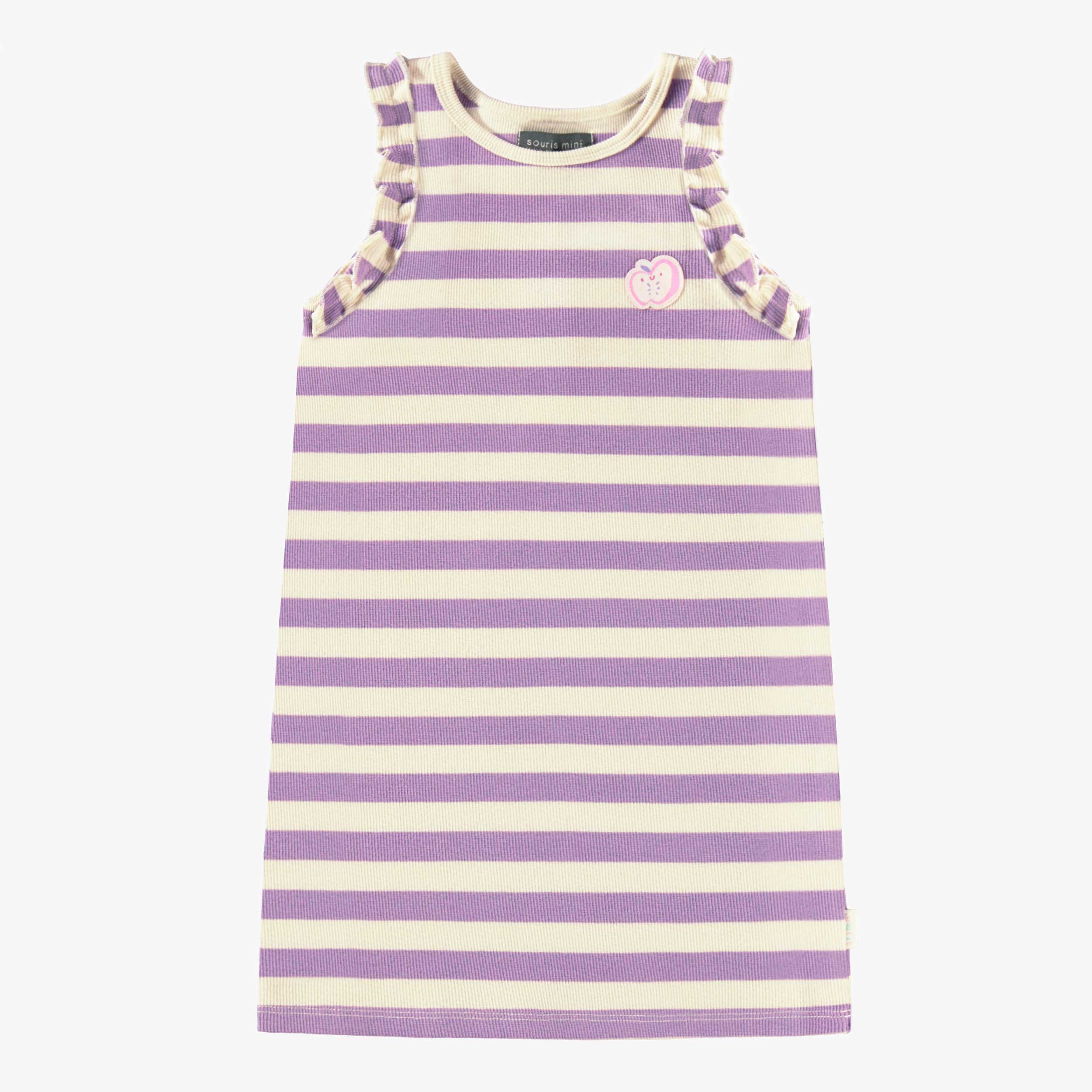 Robe crème et mauve à rayures, enfant